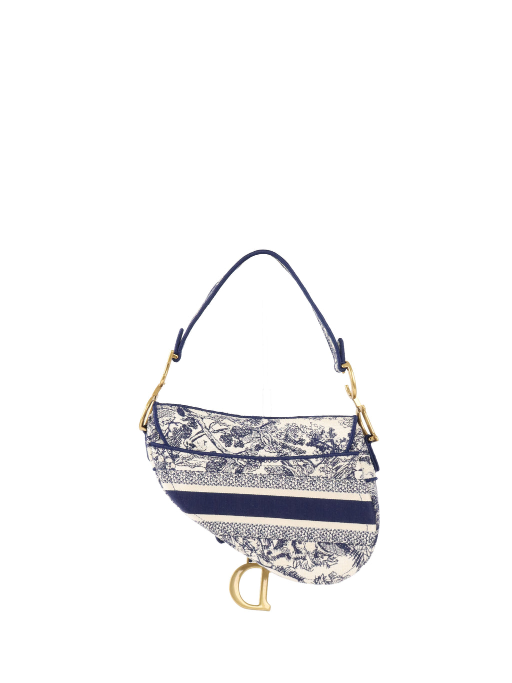 Dior Medium Blue Toile De Jouy Embroidered Saddle Bag