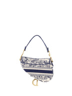 Dior Medium Blue Toile De Jouy Embroidered Saddle Bag