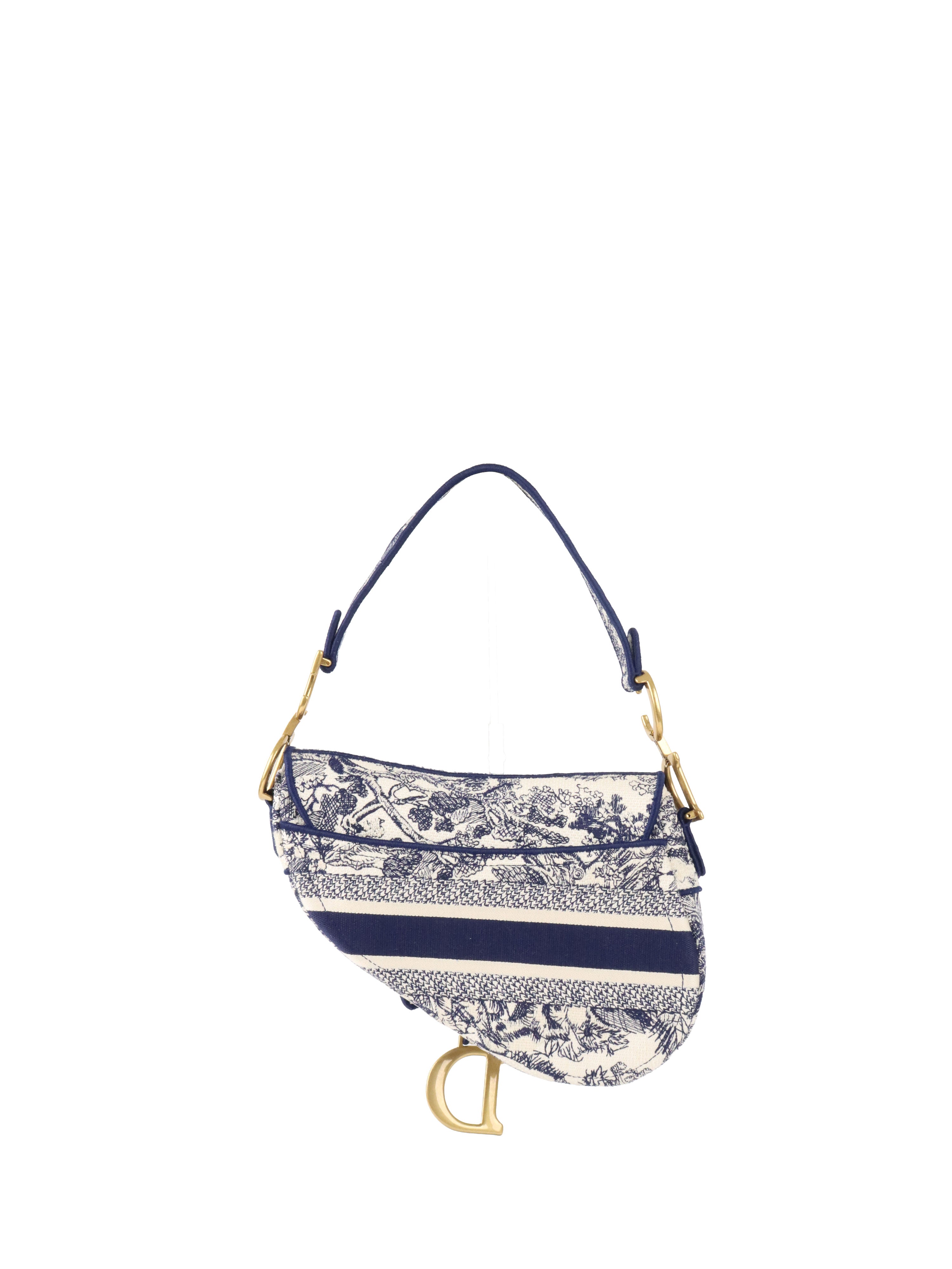 Dior Medium Blue Toile De Jouy Embroidered Saddle Bag