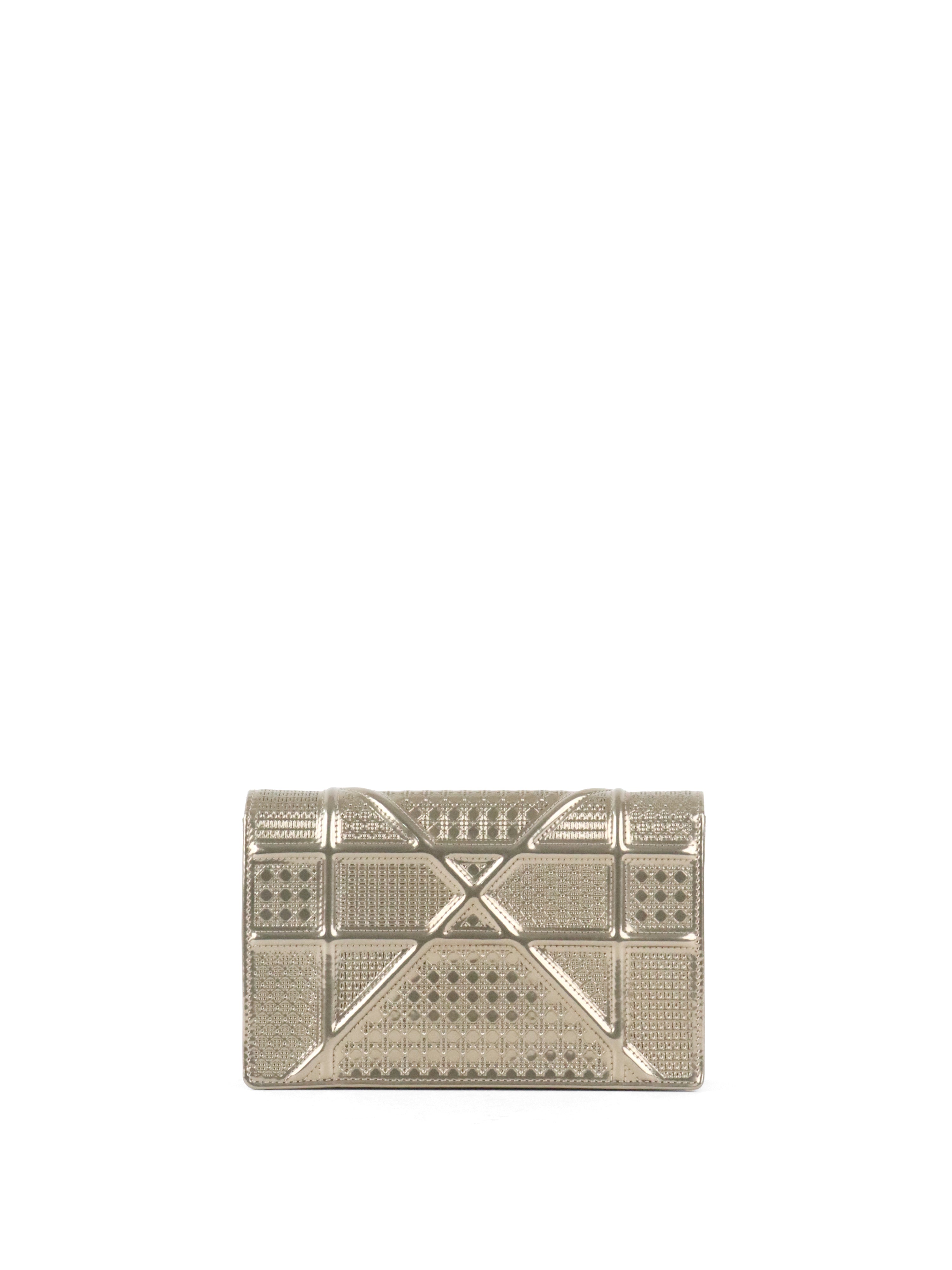 Dior Gold Metallic Diorama Wallet On Chain