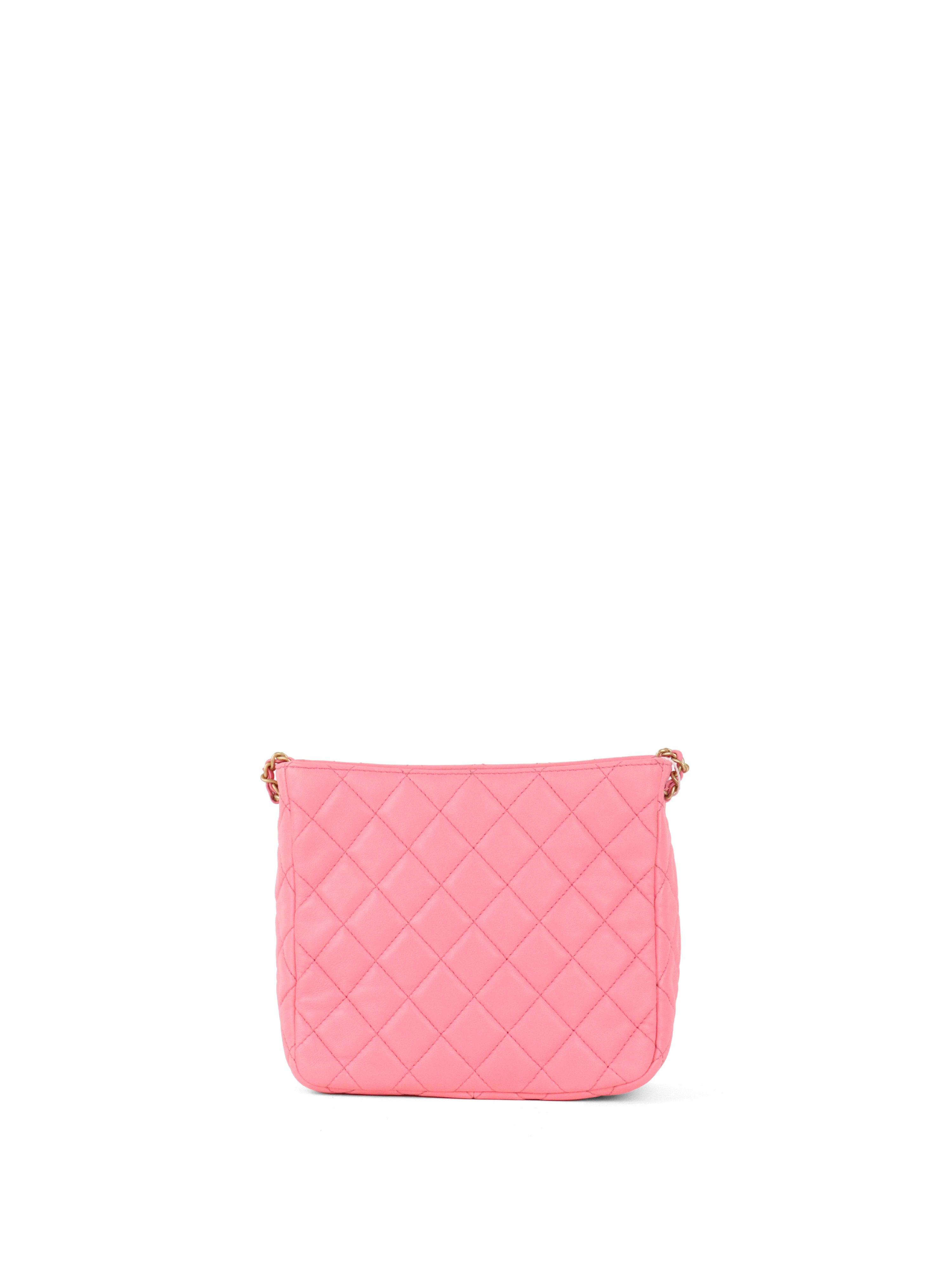 Chanel Pink Lambskin Hobo Chain Bag