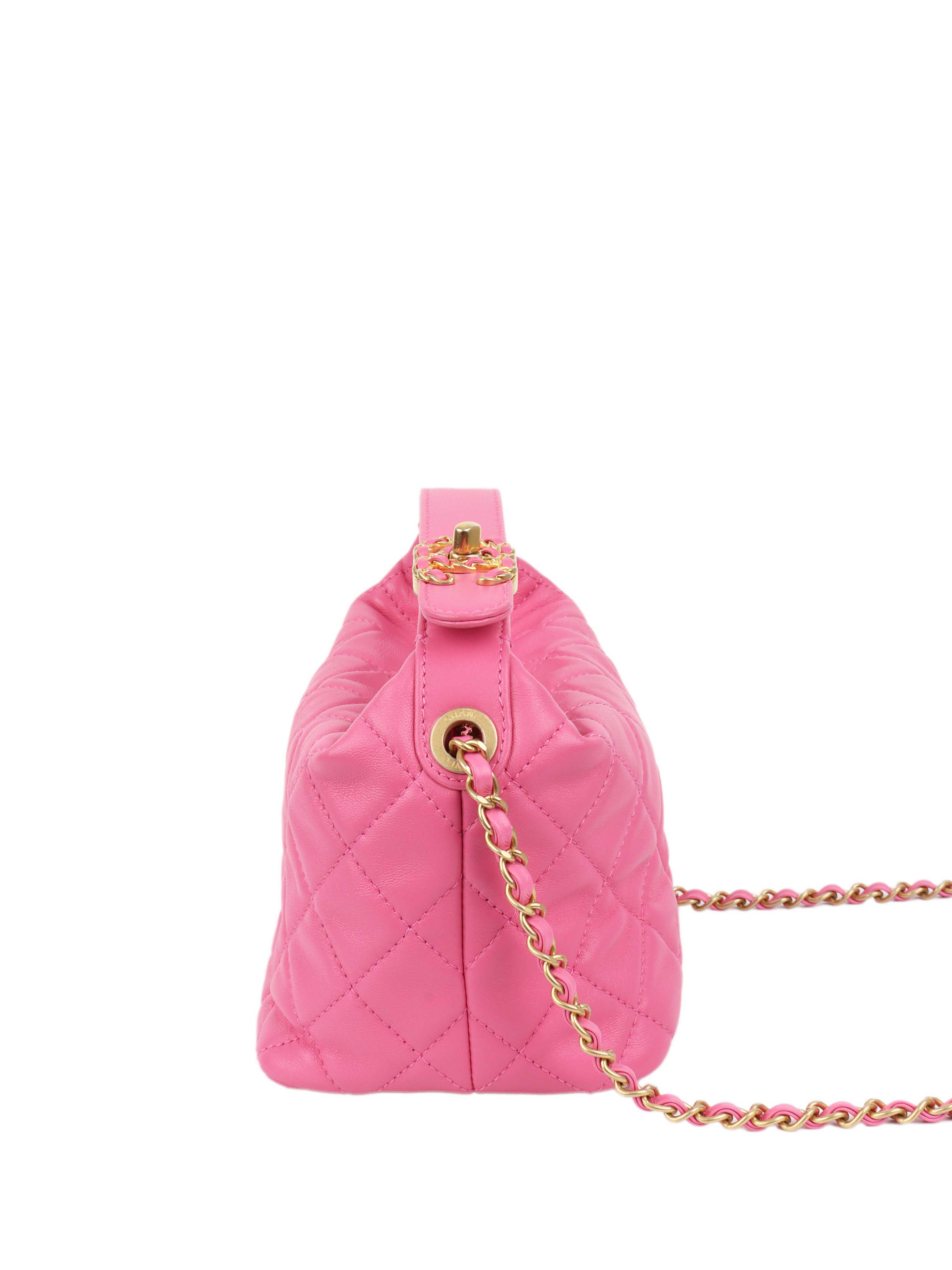 Chanel 20S Small Quilted Hobo bag Lambskin Pink GHW.