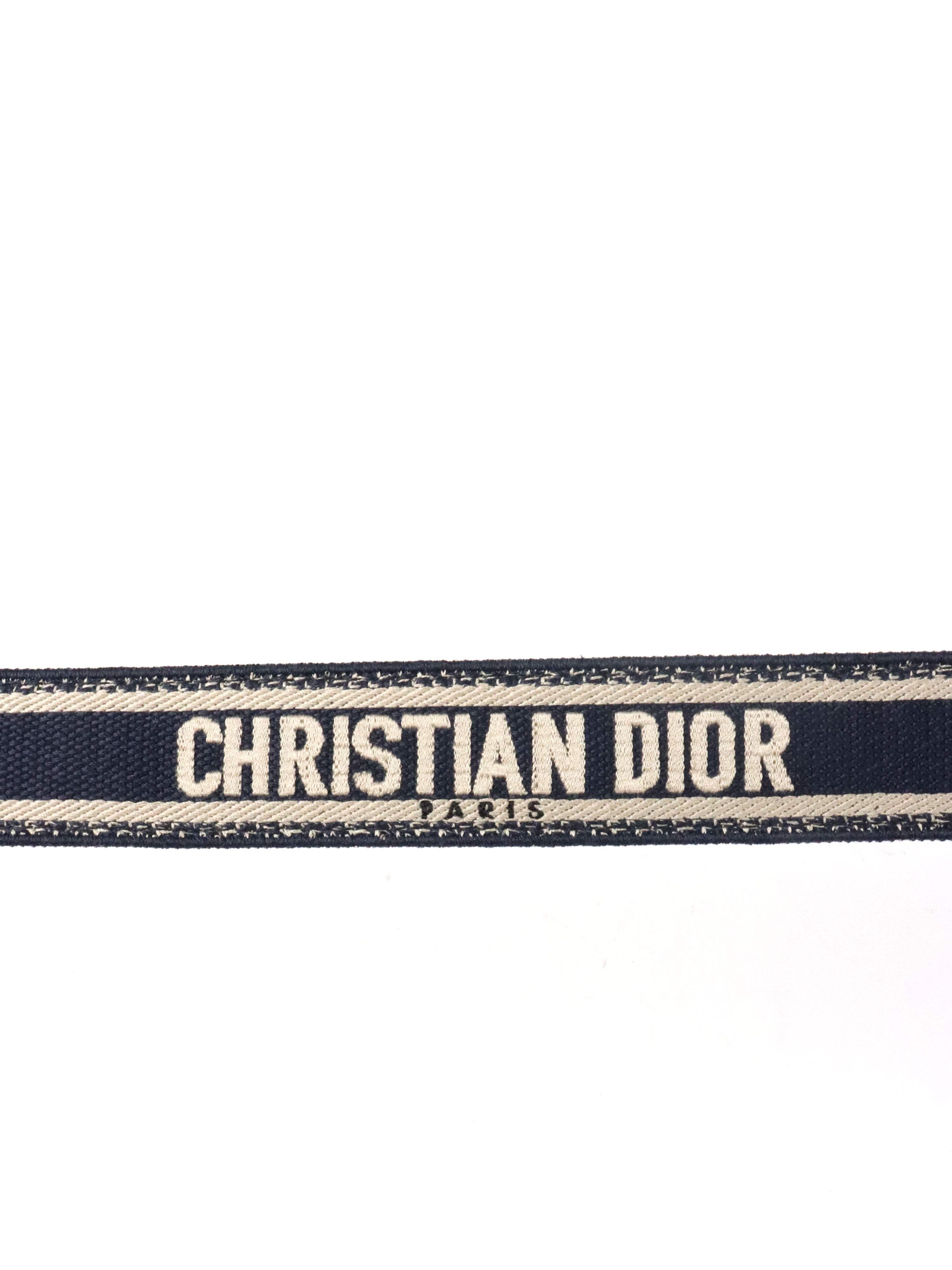 Dior Blue Adjustable Embroidered Strap with Ring