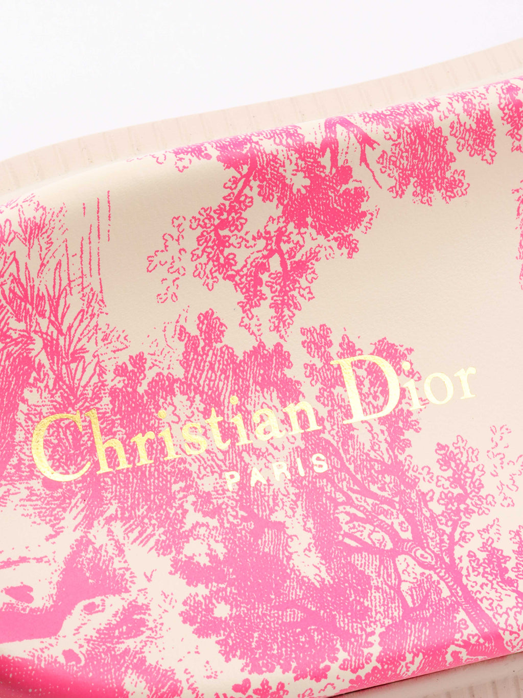 Dior Dway Rubber Slides in White & Fluro Pink.