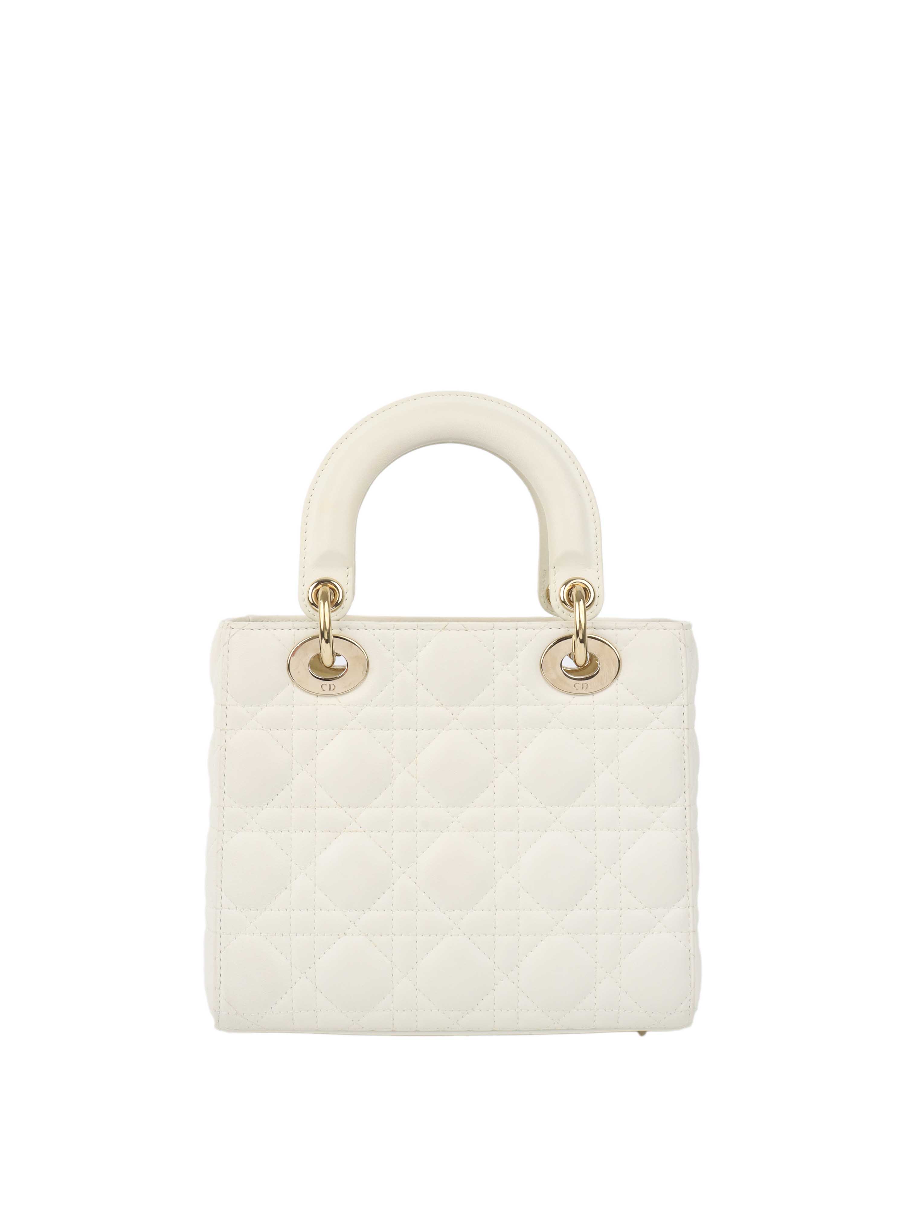 Dior White Small Lady Dior Bag GHW.