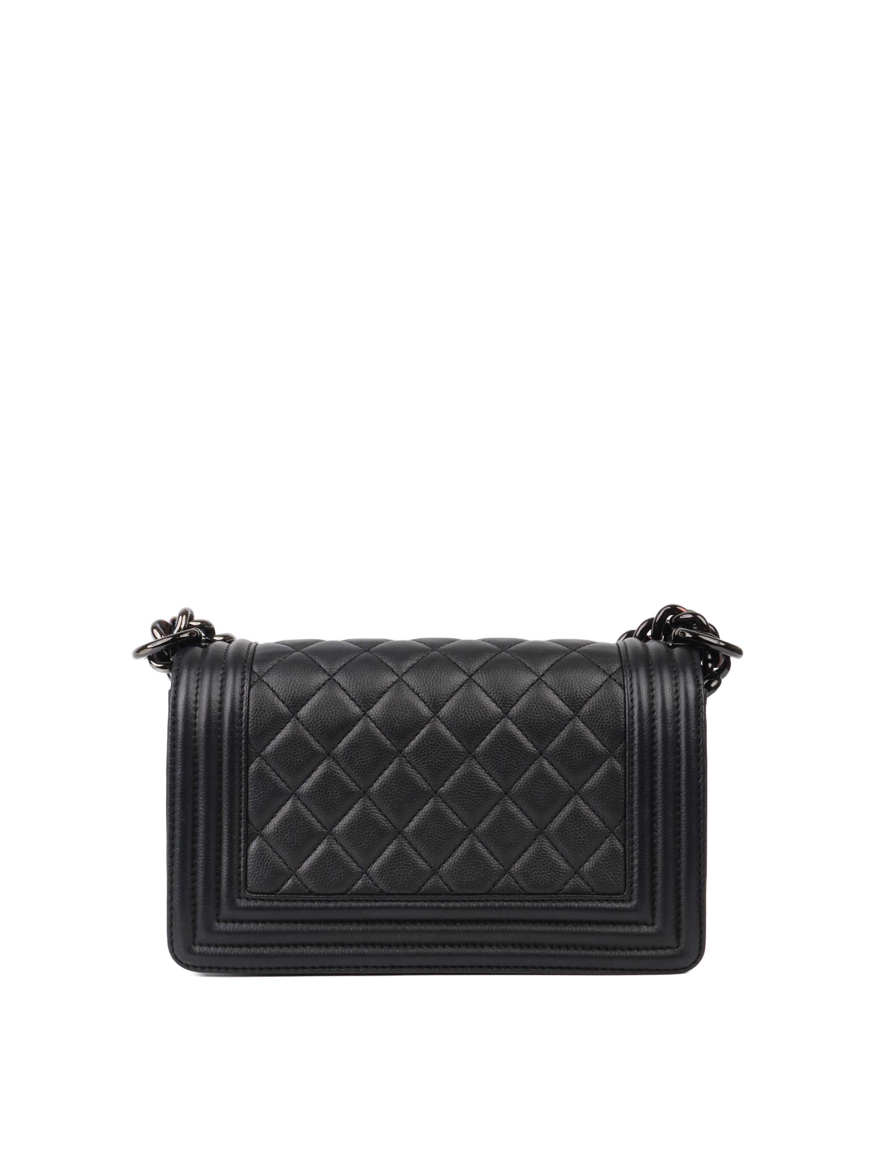 Chanel 17S Mini Le Boy Quilted Flap Caviar Oh So Black.