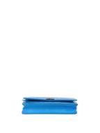Chanel Bright Blue Patent Leather Le Boy Wallet on Chain.