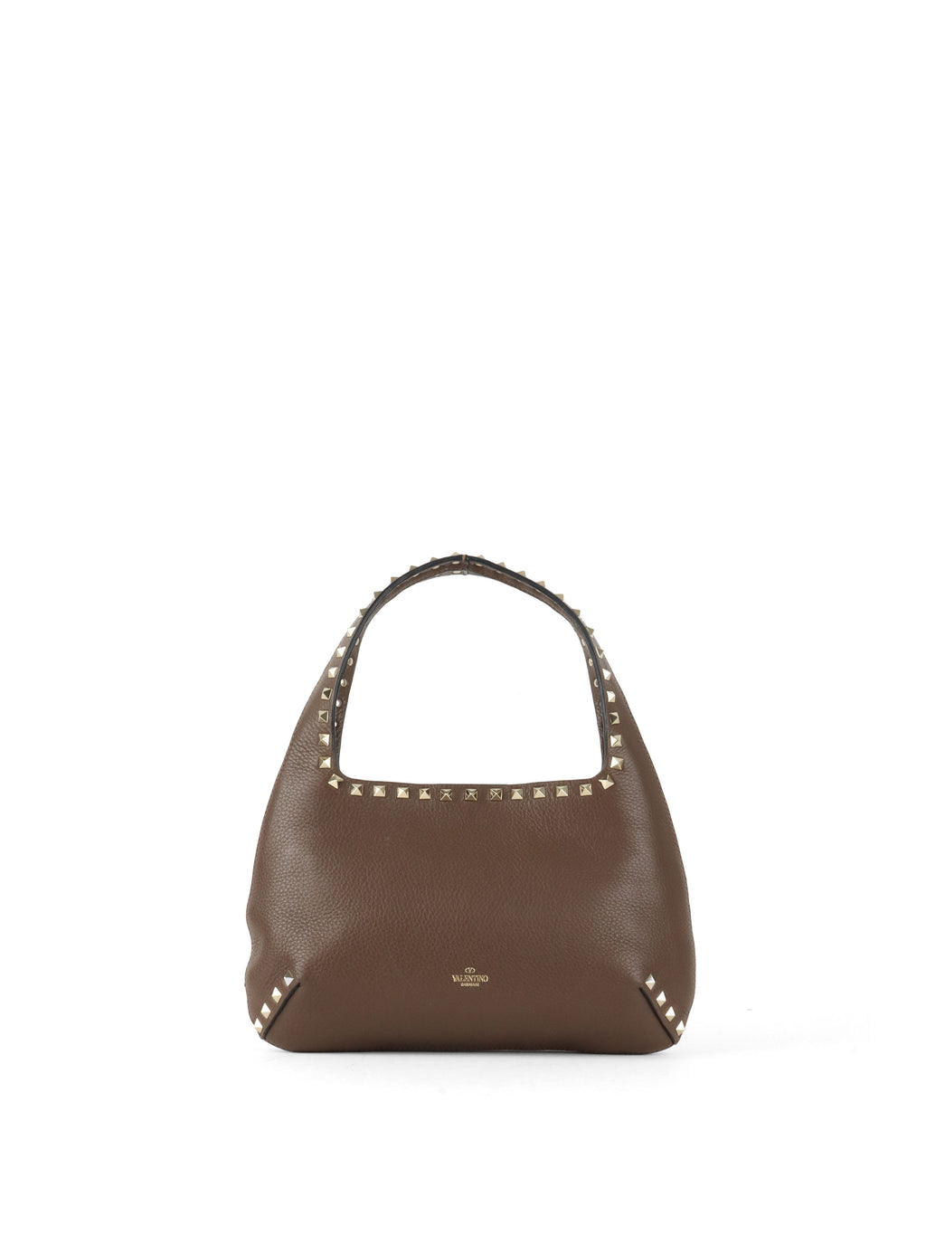 Valentino Brown Rockstud Hobo Bag