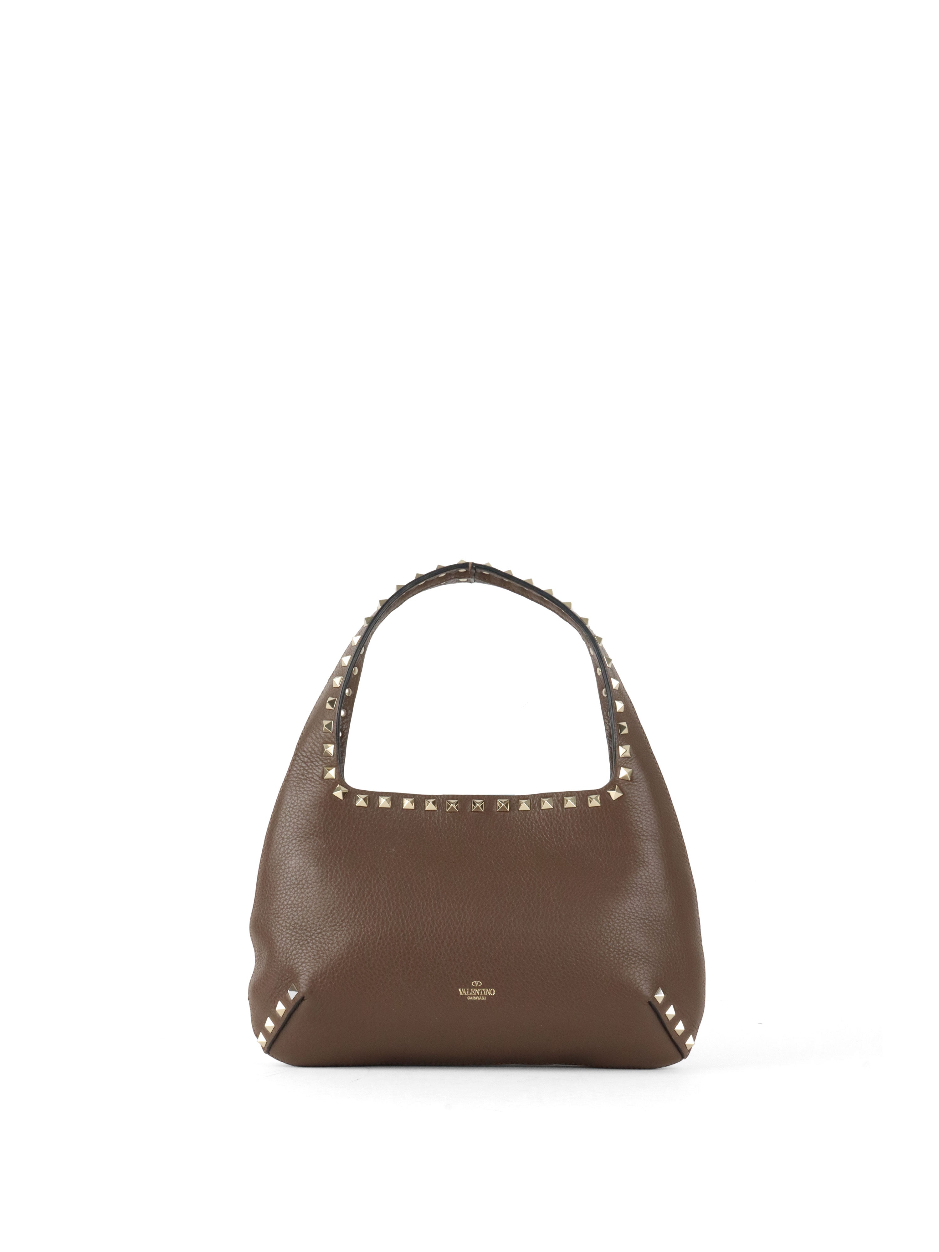 Valentino Brown Rockstud Hobo Bag