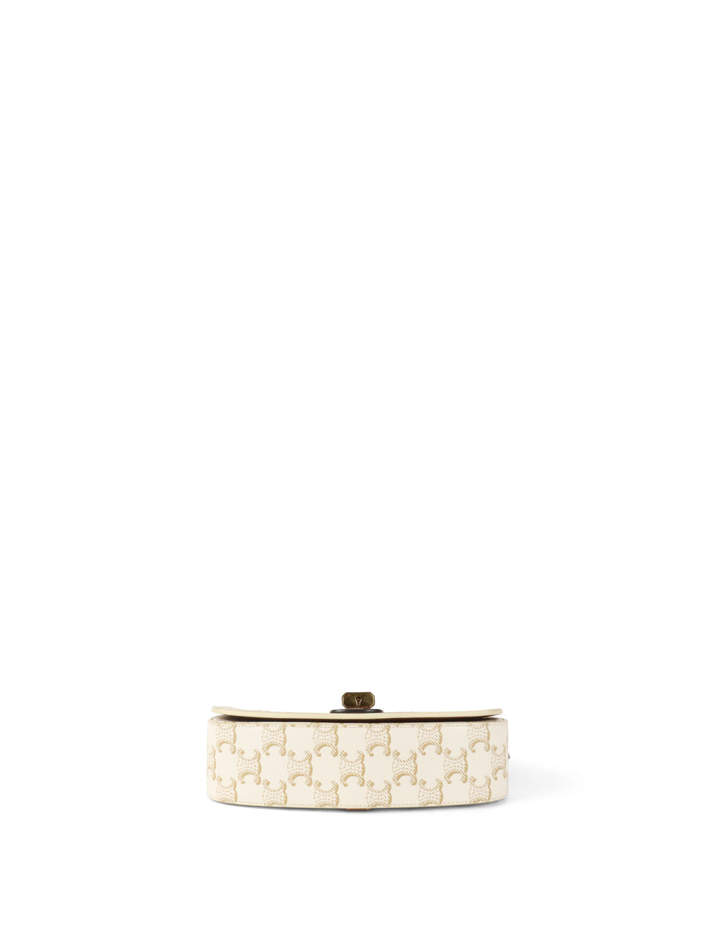 Celine White/Tan Triomphe Tabou Clutch with Strap