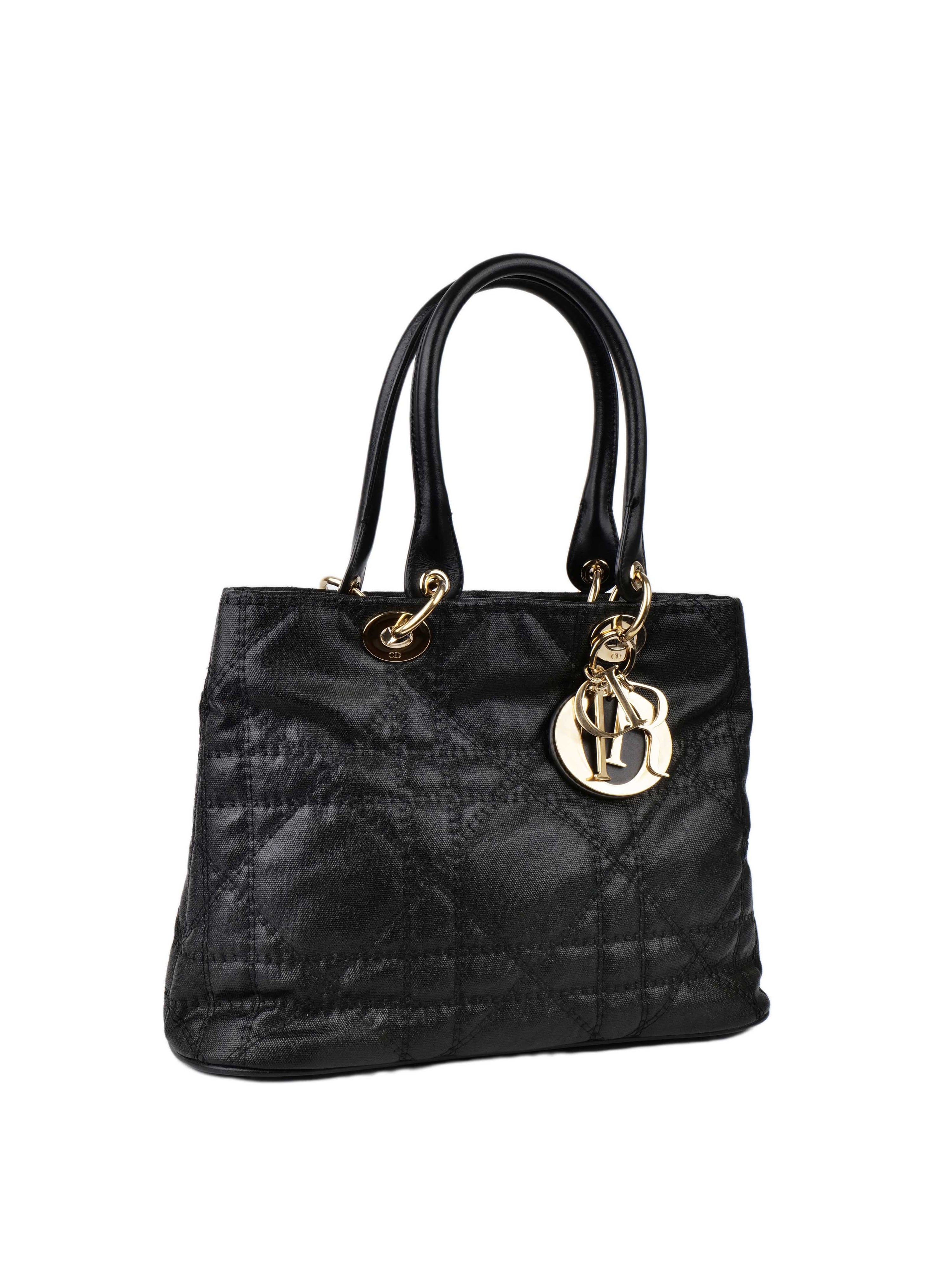 Dior Black Quilted Soft Tote Bag.