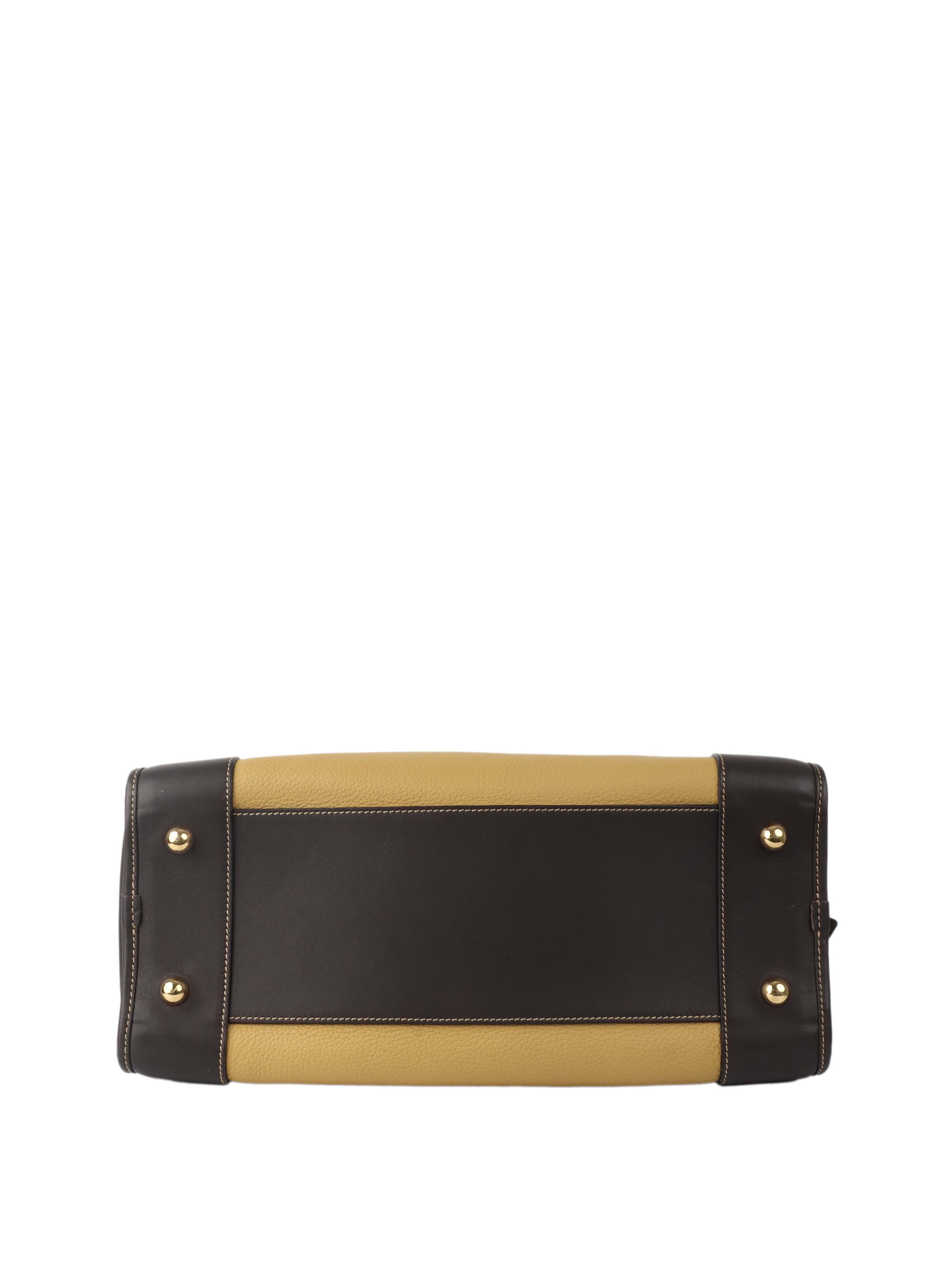 Loewe Amazona 36 Brown/beige with Green Top Handle.