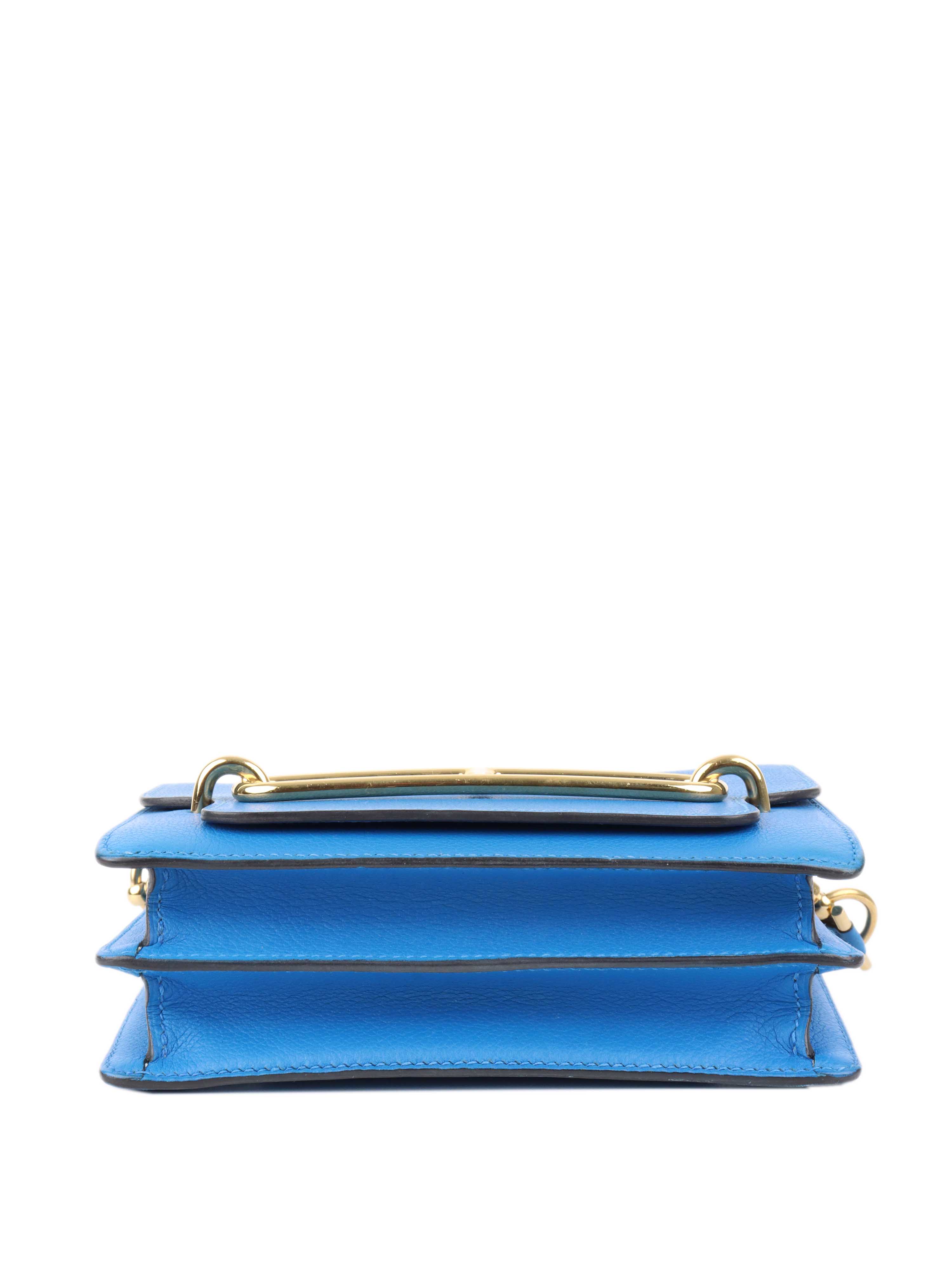 Hermes Mini Roulis Bag in Bleu Hydra GHW.