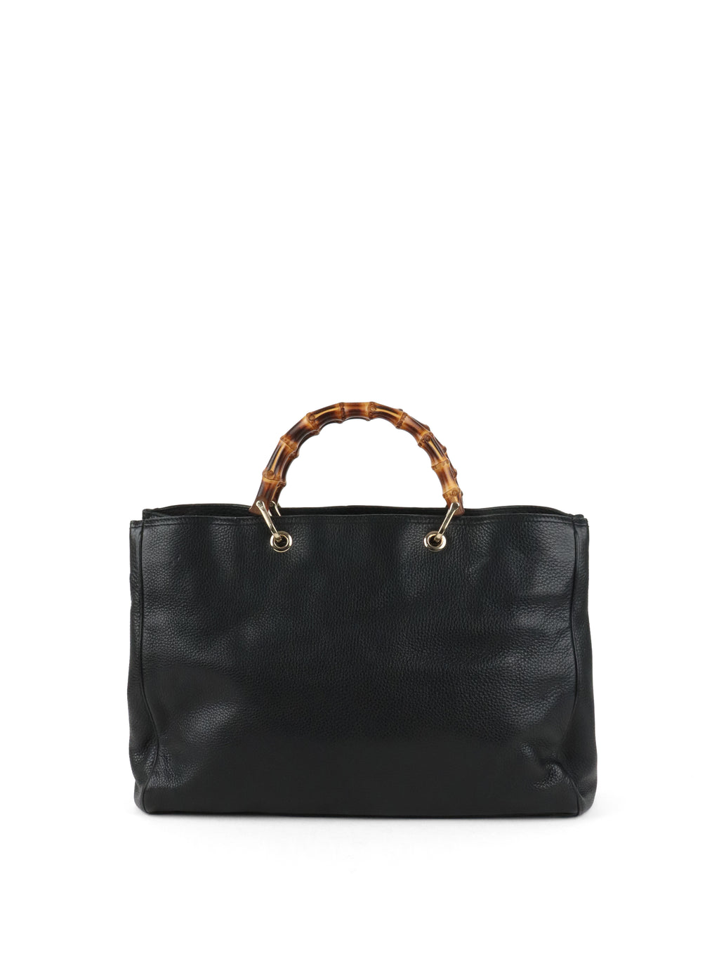 Gucci Bamboo Handle Large Black Leather Shopper Tote