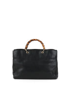 Gucci Bamboo Handle Large Black Leather Shopper Tote