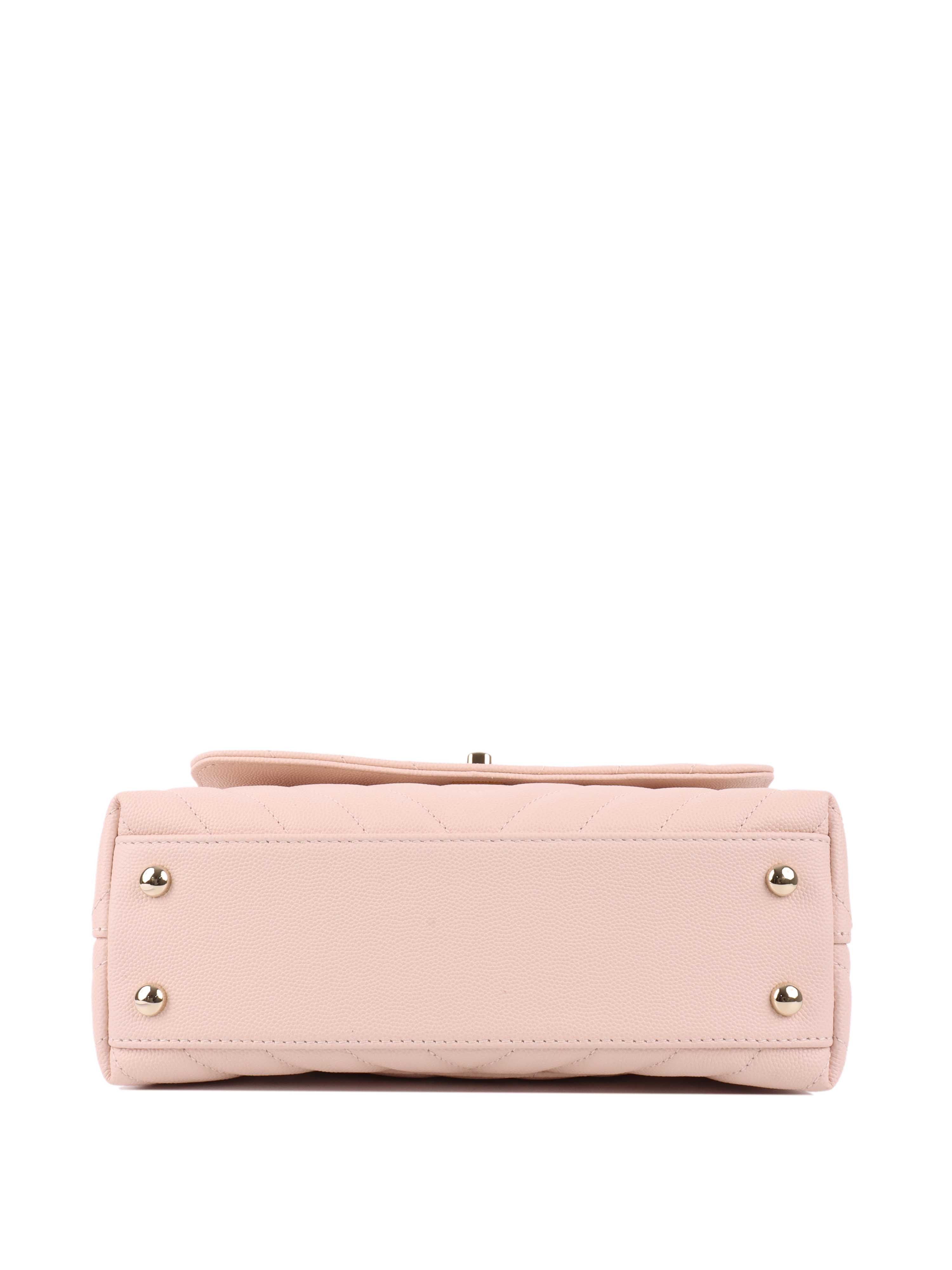 Chanel Small Light Pink Chevron Coco Handle.