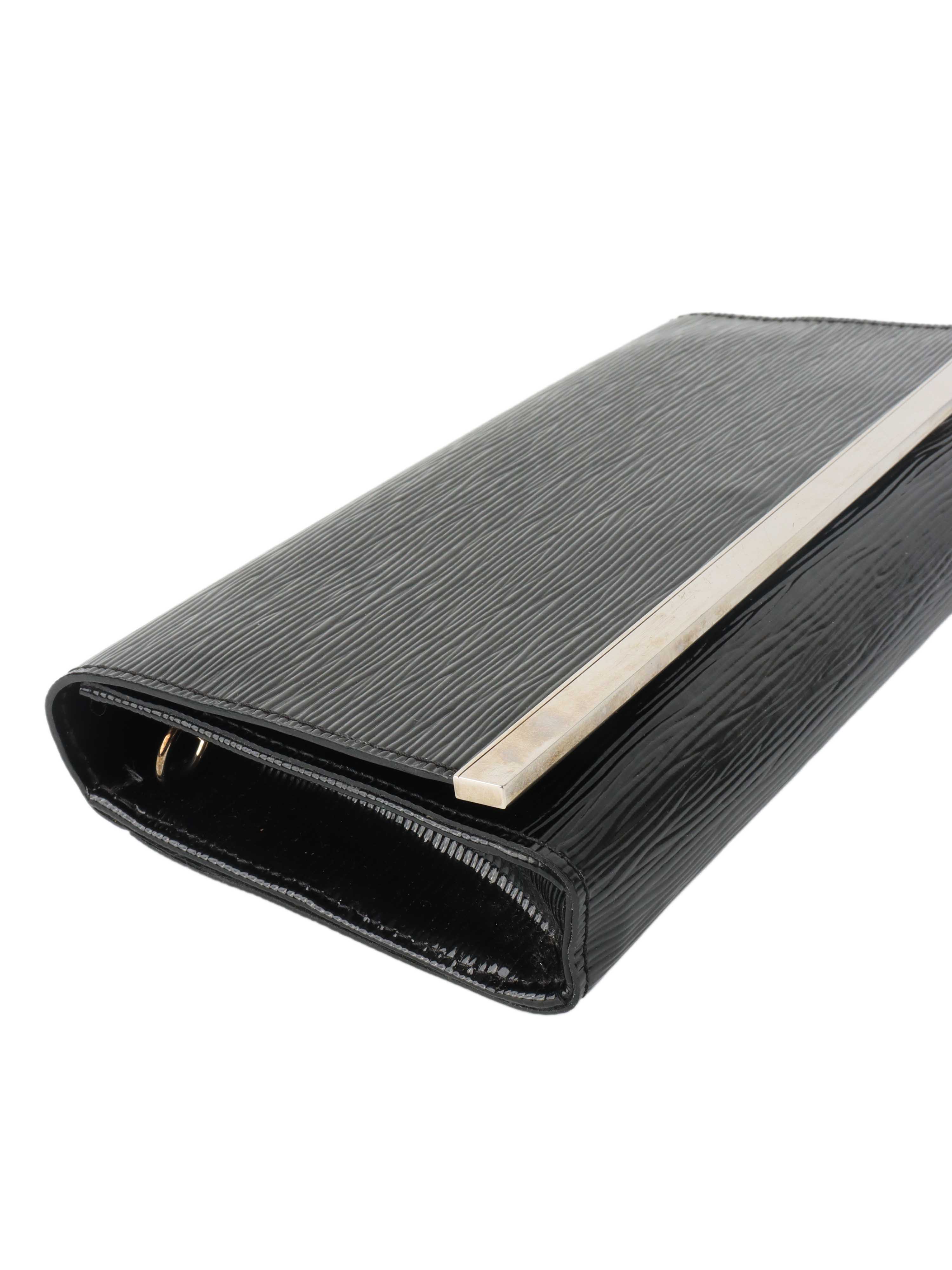 Louis Vuitton Black Patent Epi Clutch with Shoulder Strap.