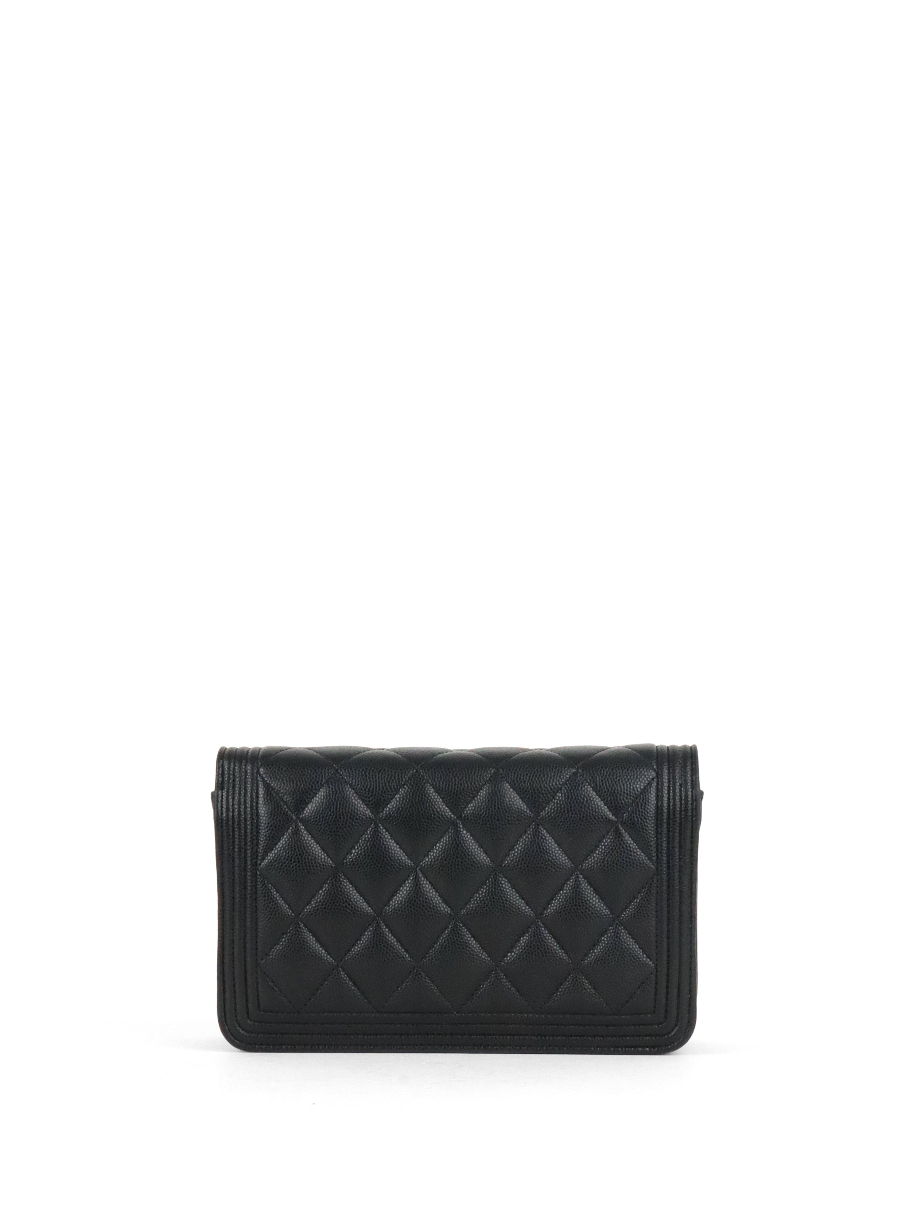 Chanel Black Caviar Boy Wallet On Chain GHW