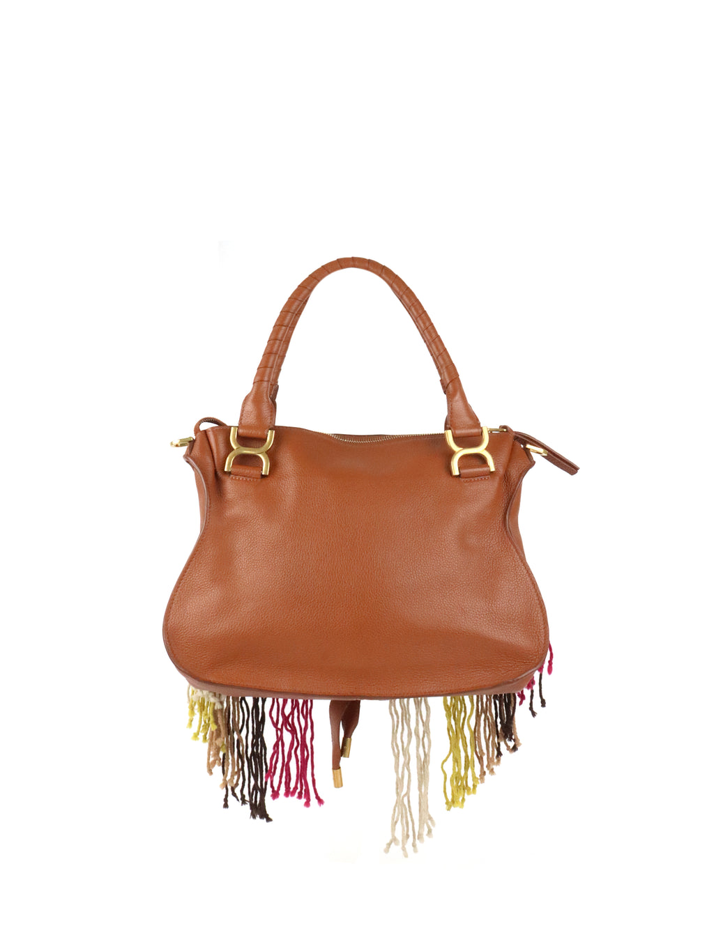 Chloe Marcie Medium Fringed Leather Tote Tan