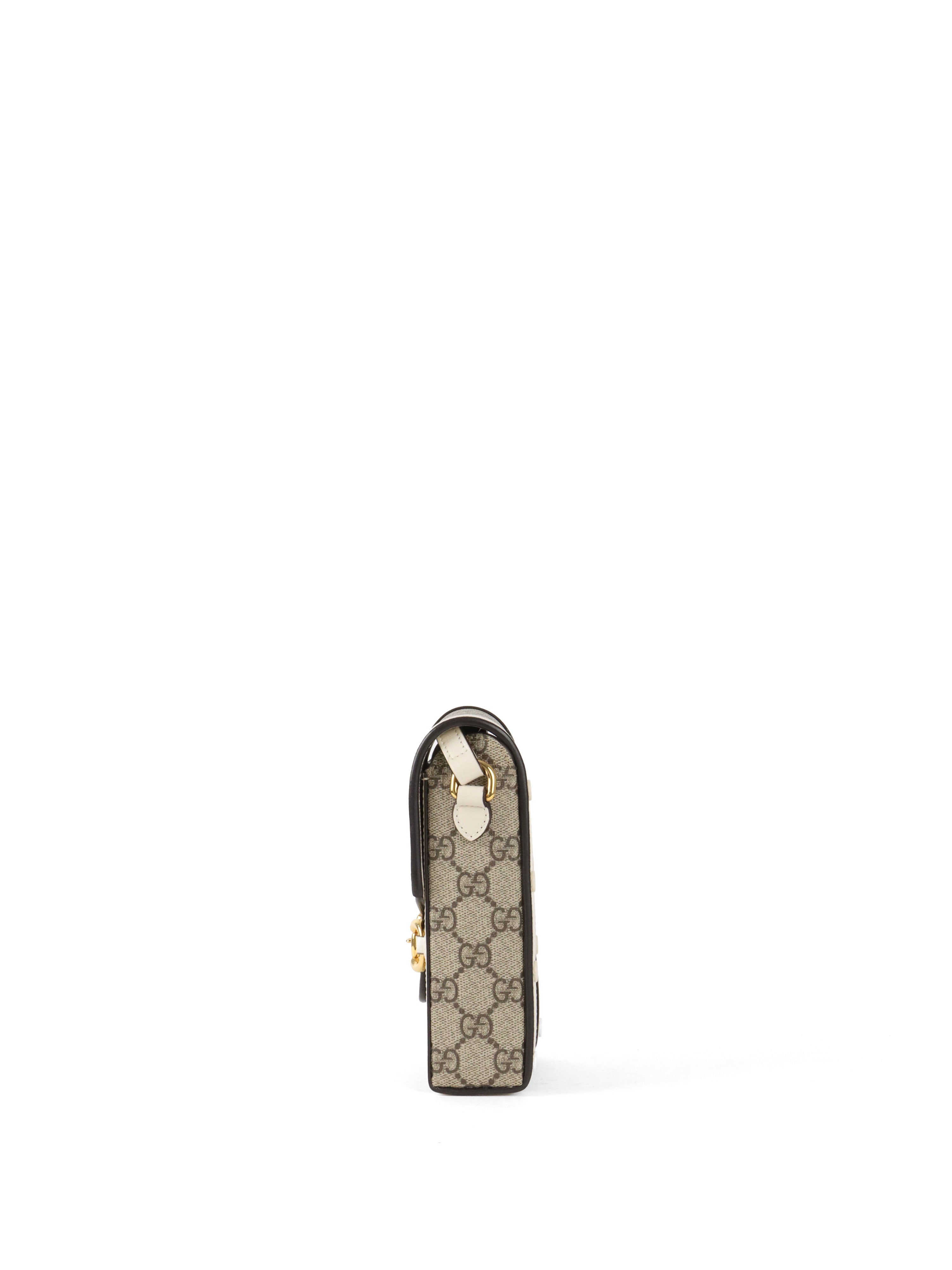Gucci White and Canvas Horsebit 1955 Mini Bag