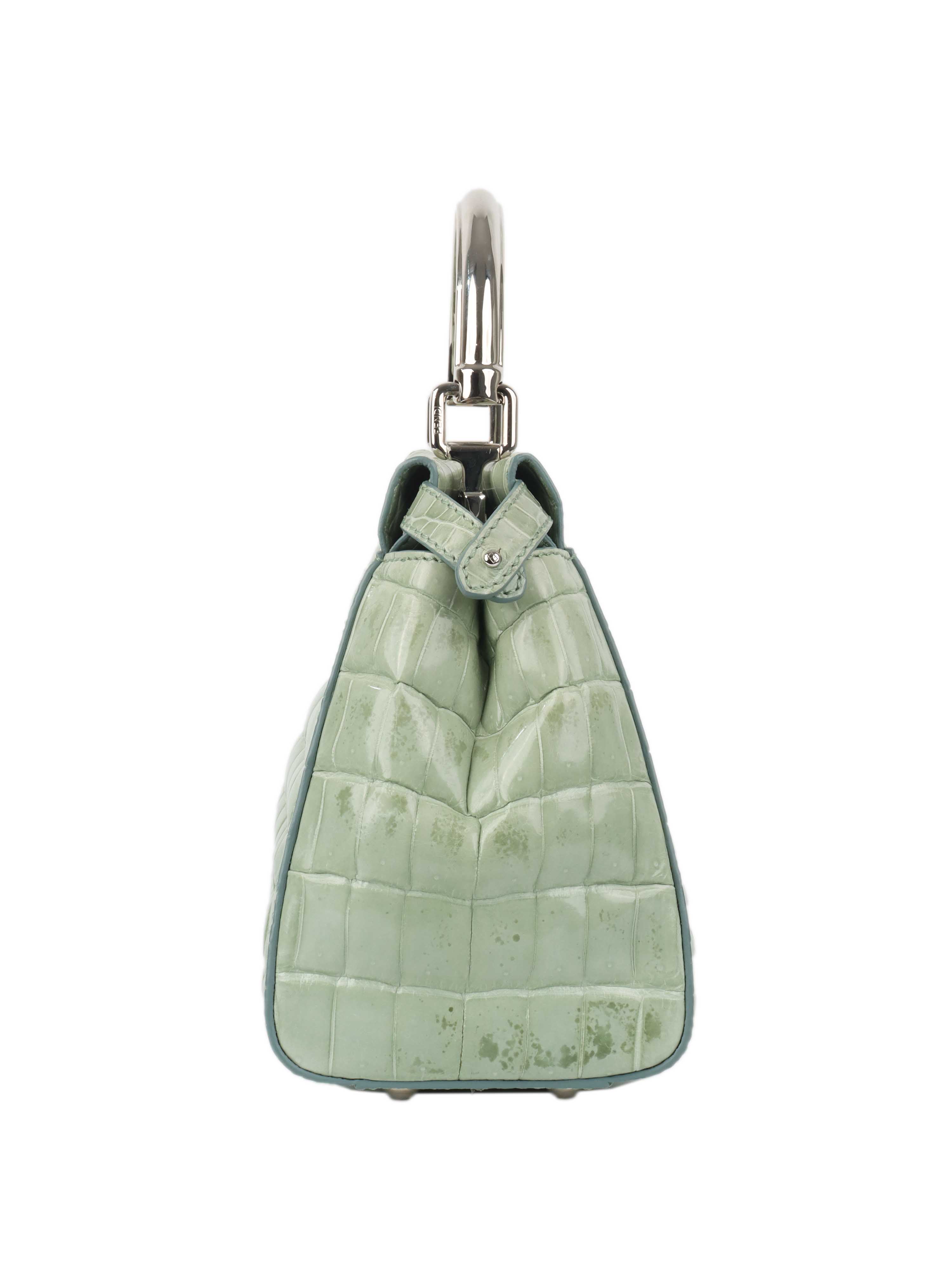 Fendi Peekaboo Crocodile Mini Mint Green