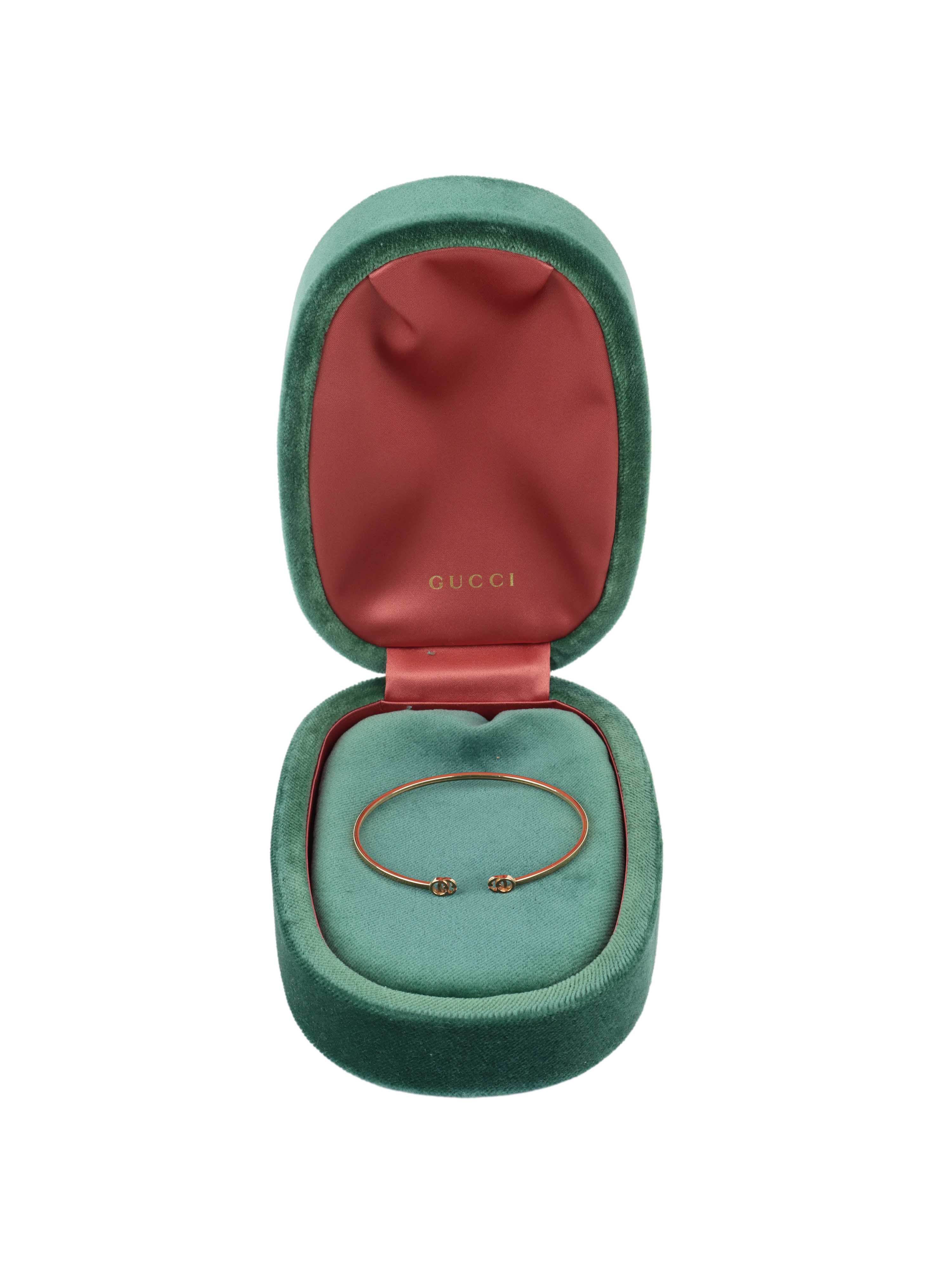 Gucci GG Running 18K Yellow Gold Cuff Bracelet.