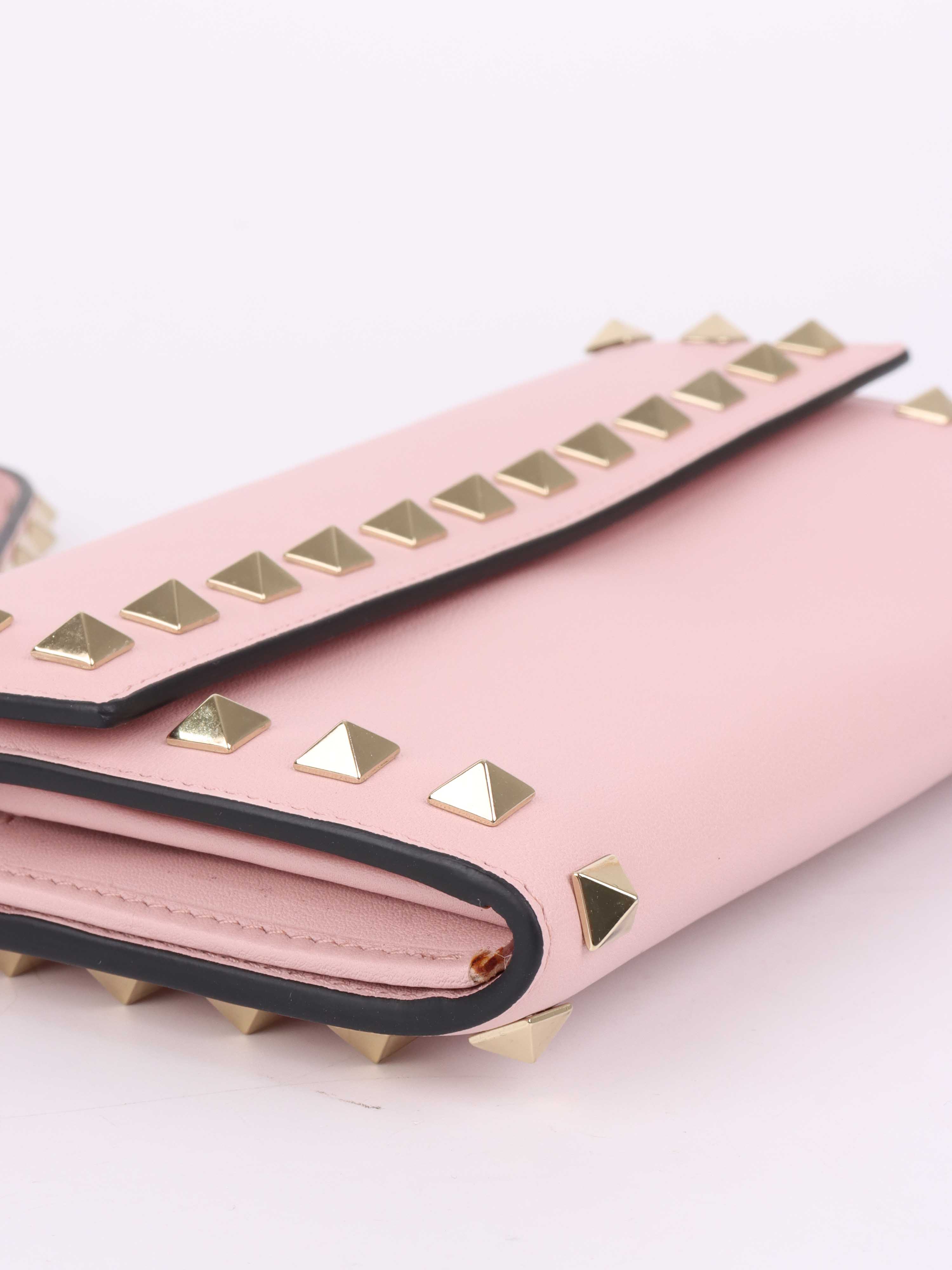 Valentino Pink Rockstud Wallet with Wristlet.