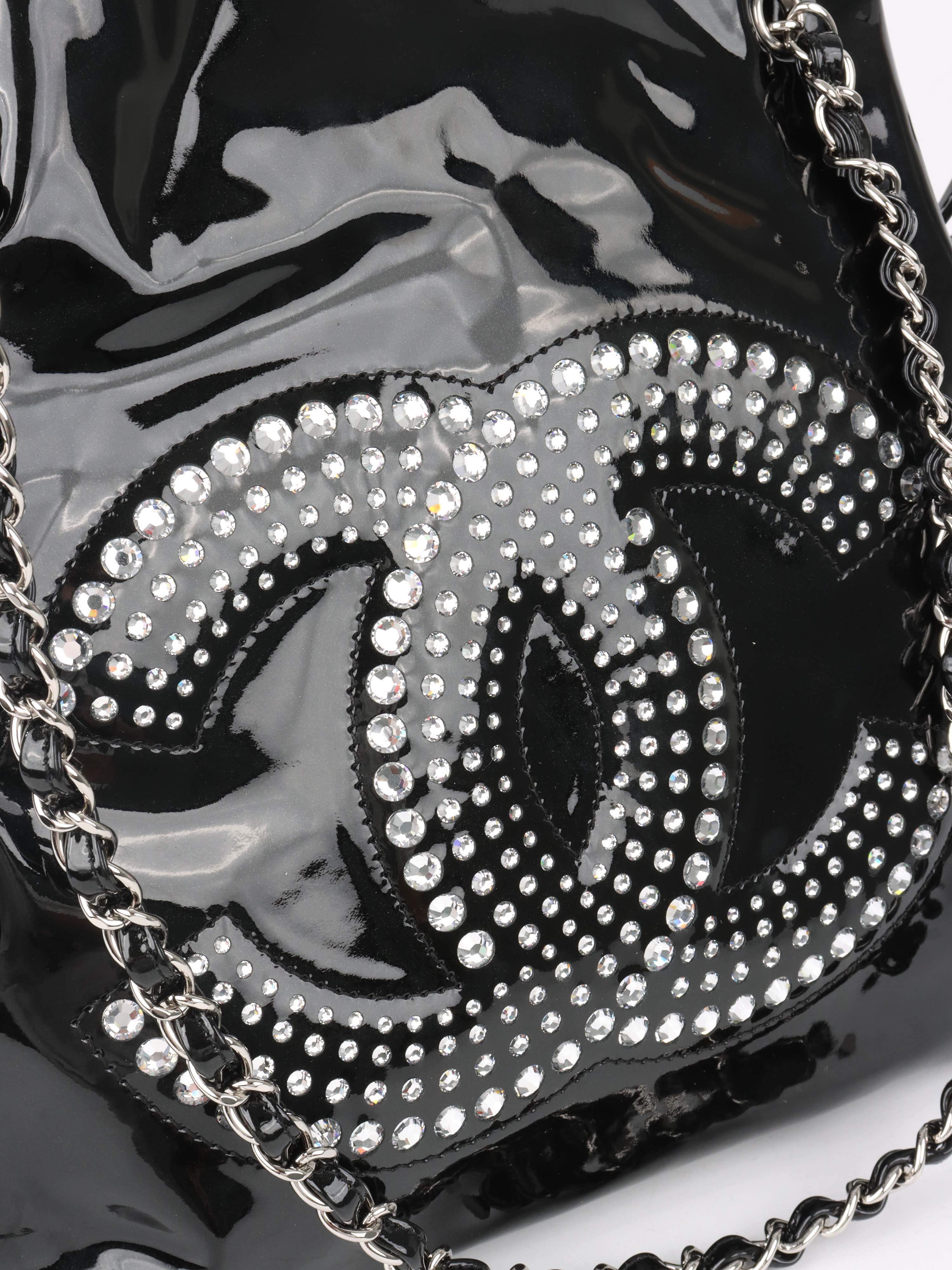 Chanel Black Strass CC Bonbon Chain Tote with Enamel Coco Mark