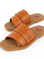 Chloe Tan Woody Flat Mules