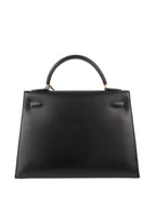 Hermes Vintage Black Box Kelly 32 Bag.