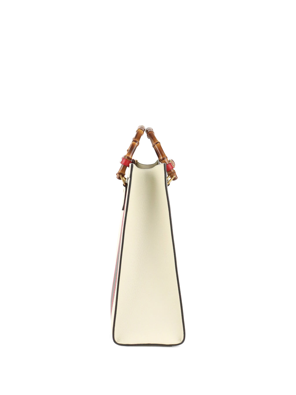 Gucci White Diana NM Stripe Bamboo Handle Bag