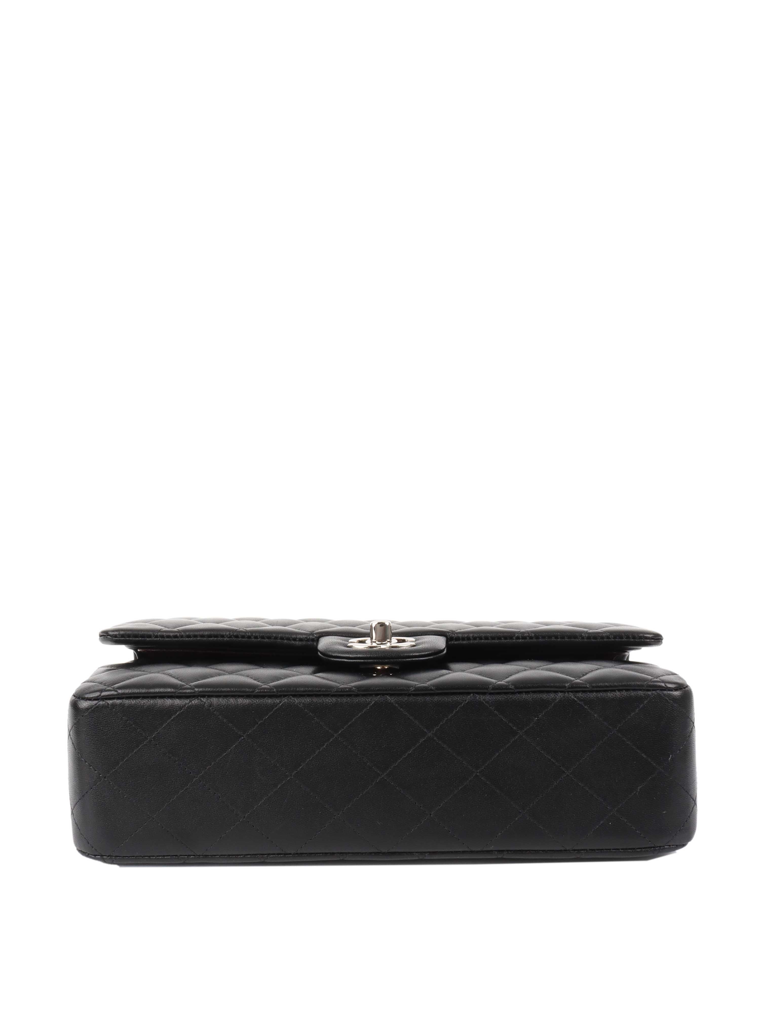 Chanel Black Medium Lambskin Classic Flap SHW.