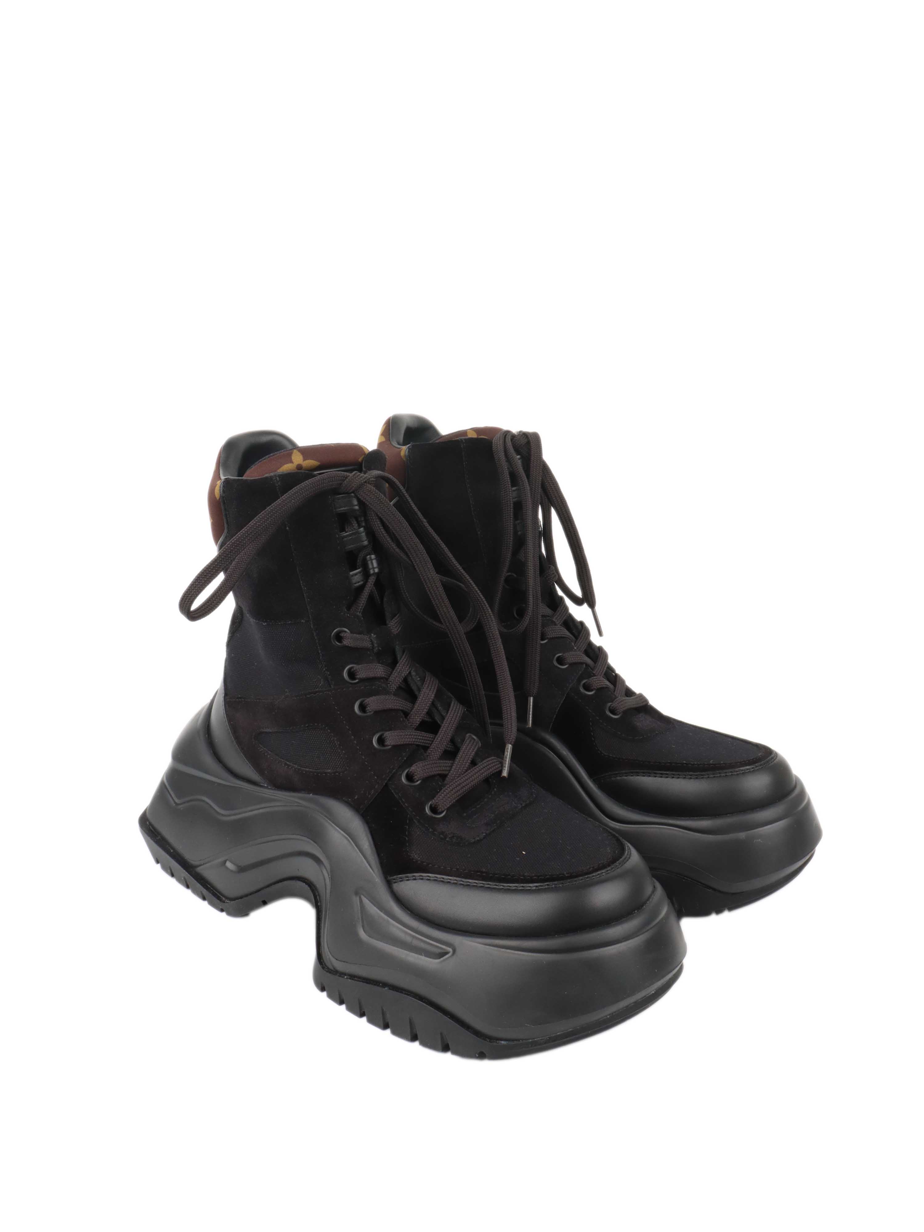 Louis Vuitton Black Mesh and Suede Archlight Ankle Boots.