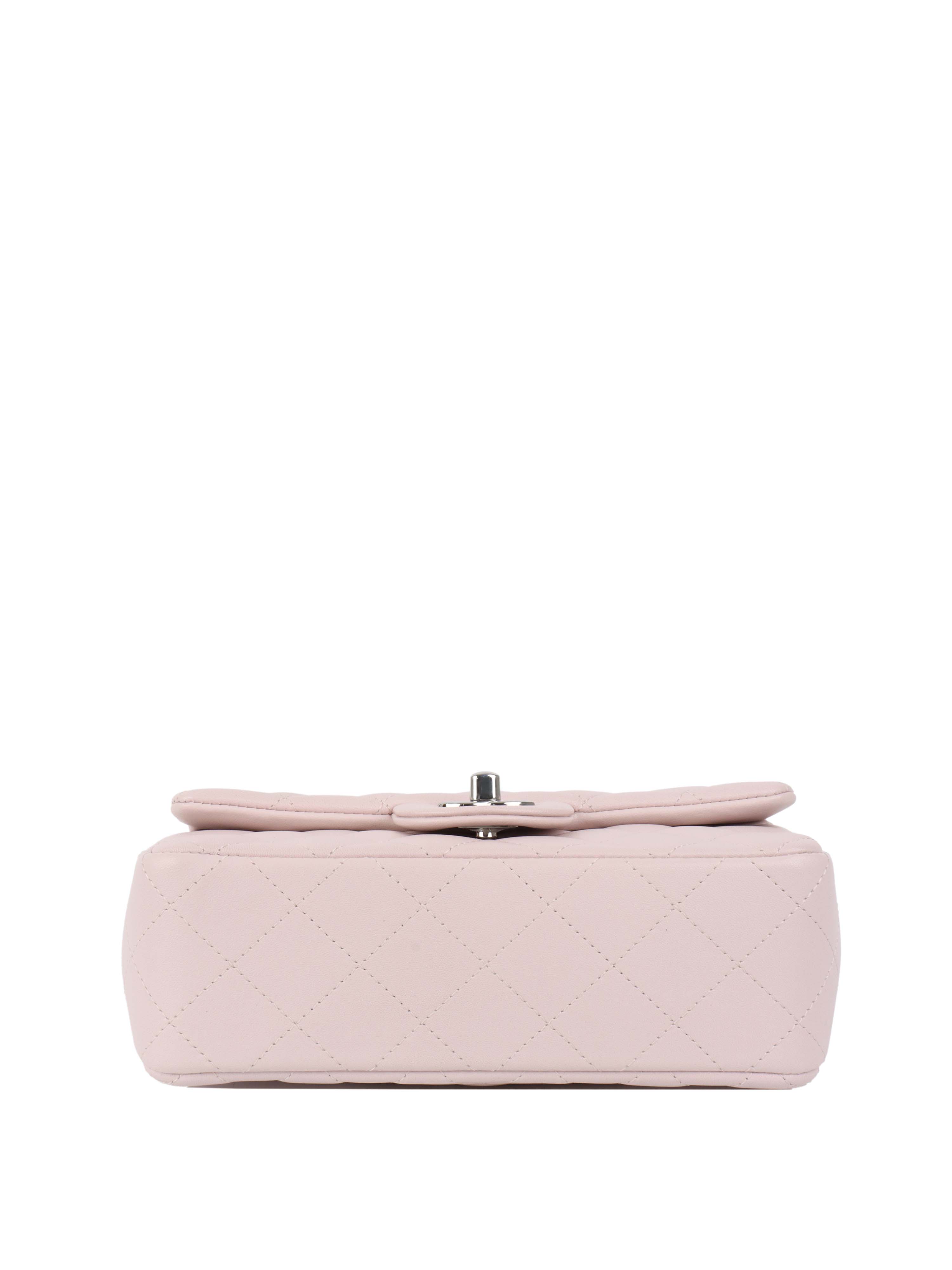 Chanel Light Pink Mini Rectangular Classic Flap SHW.