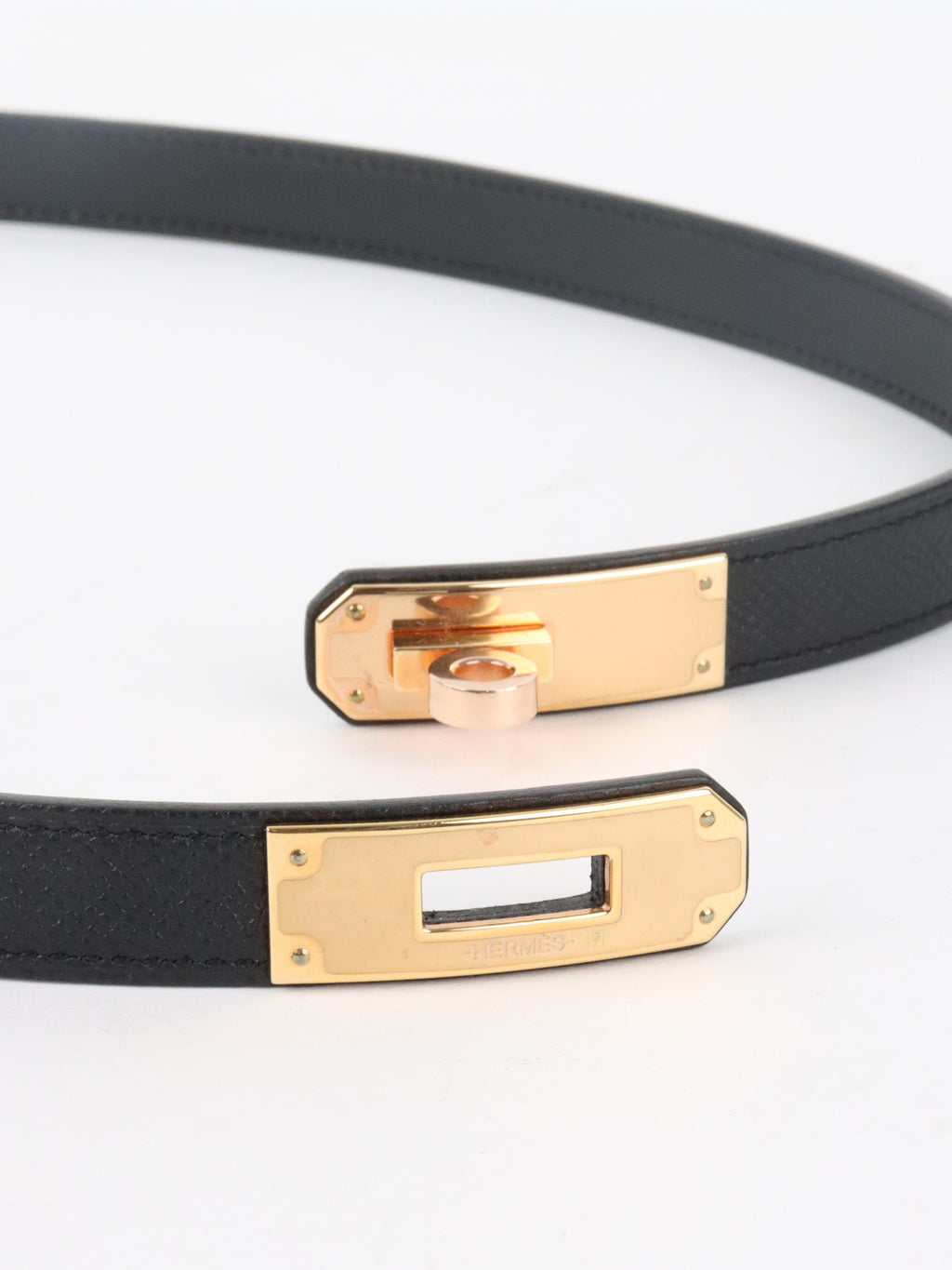 Hermes Noir Kelly 18 Belt with Rose Gold Hardware