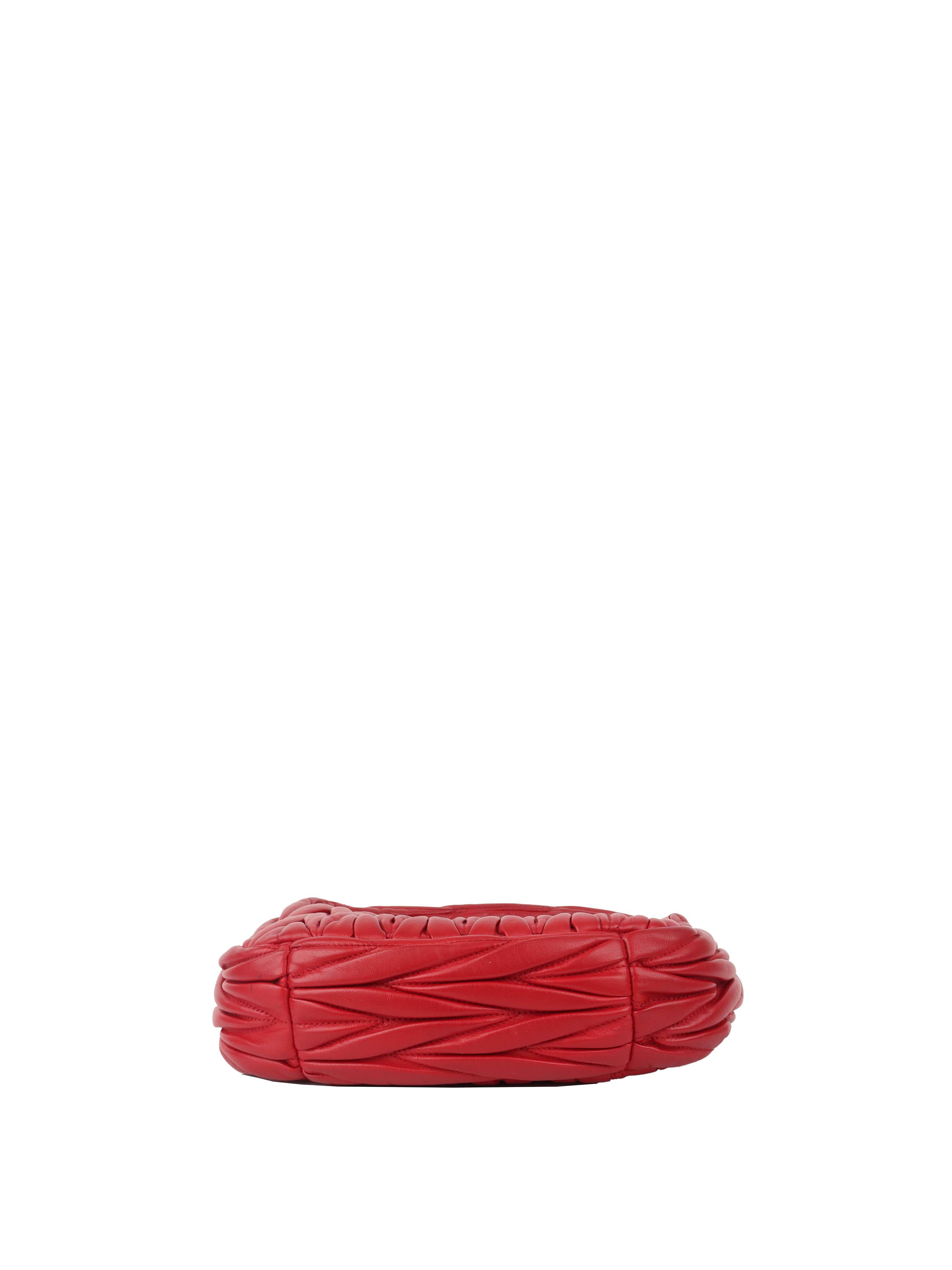 Miu Miu Small Red Wander Matelassé Bag.