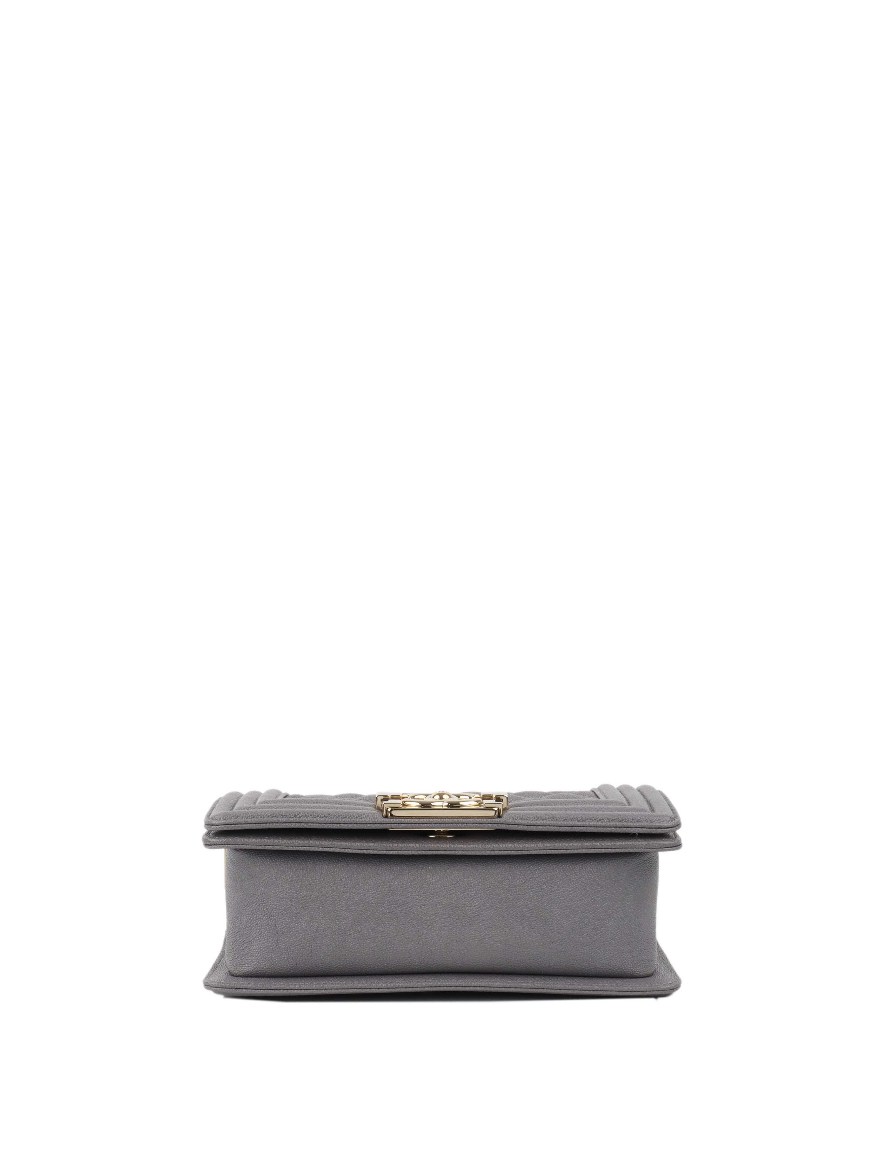 Chanel Small Caviar Grey Boy Bag LGHW