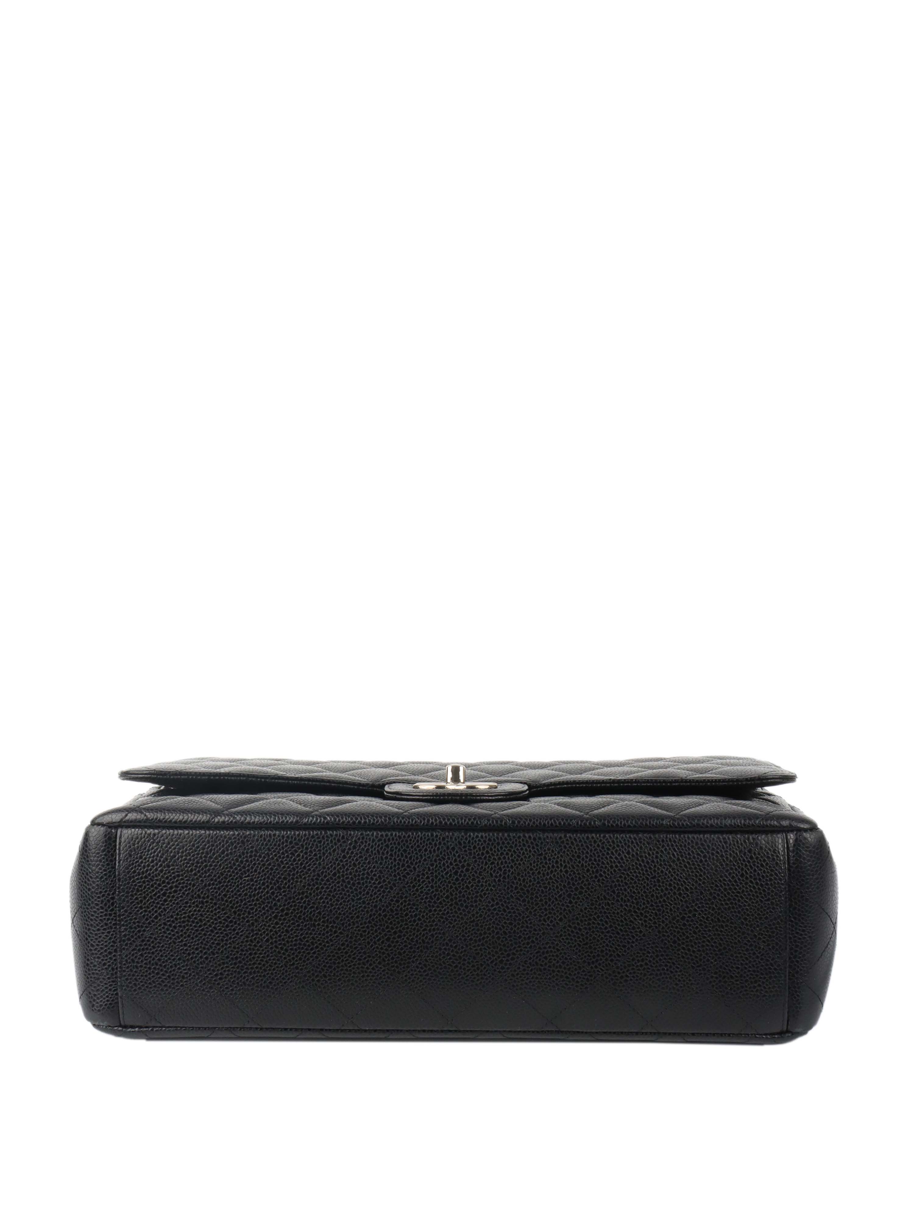 Chanel Black Caviar Maxi Double Classic Flap SHW.