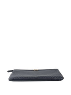Chanel Navy Lambskin Medium Boy Chevron Pouch SHW.