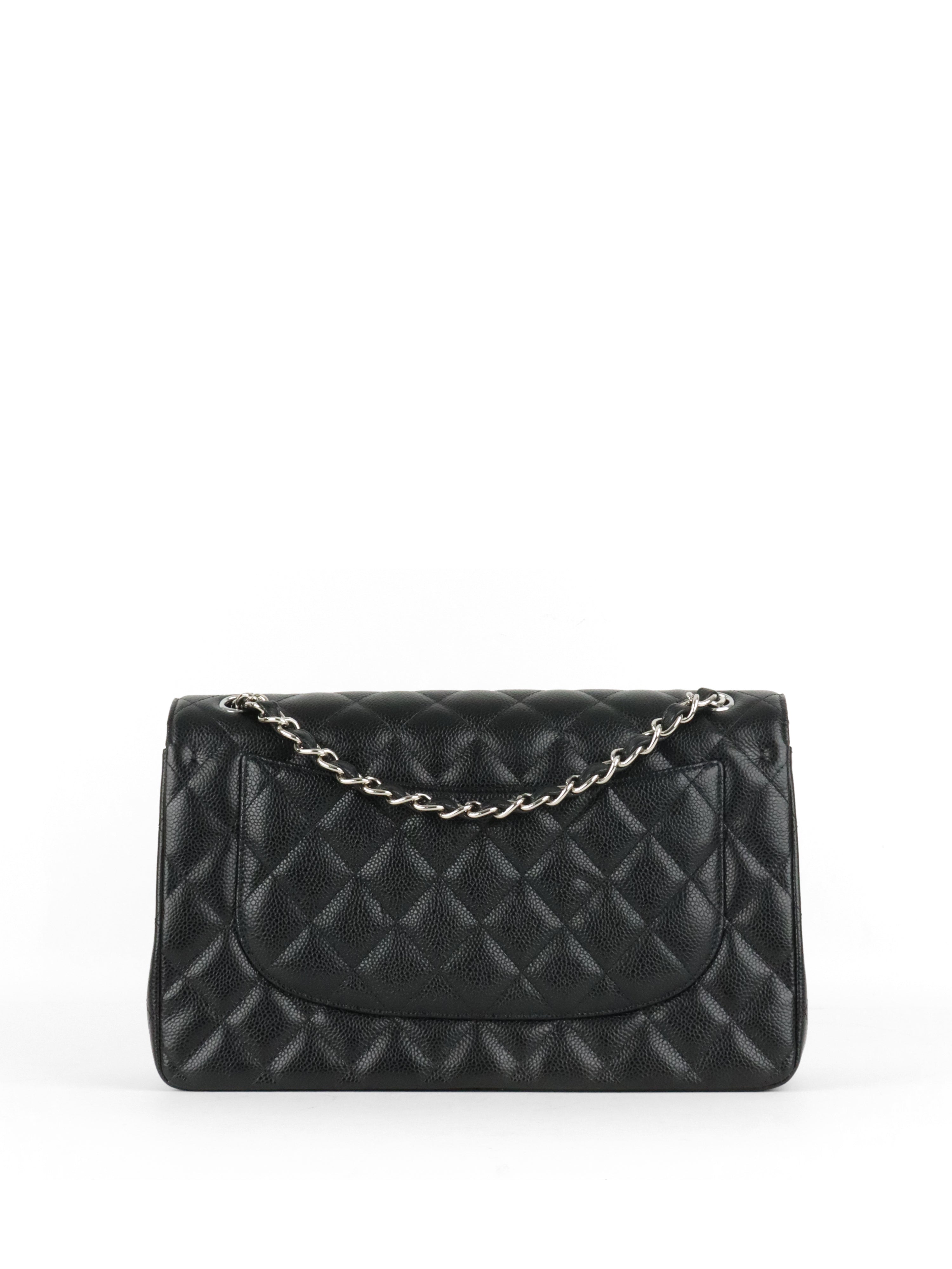 Chanel Black Caviar Jumbo Classic Flap SHW