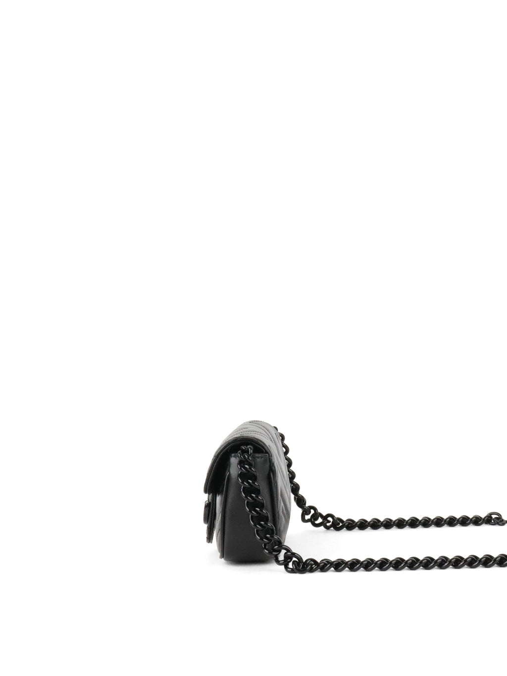 Gucci All Black Super Mini Marmont Chain Belt Bag