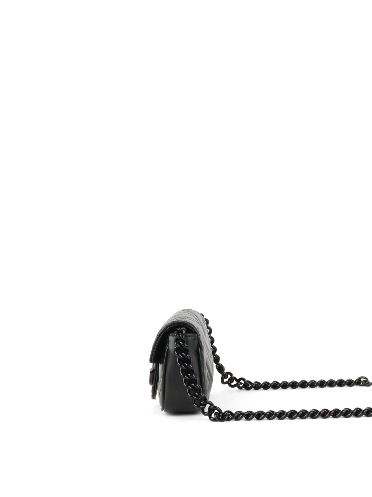 Gucci All Black Super Mini Marmont Chain Belt Bag