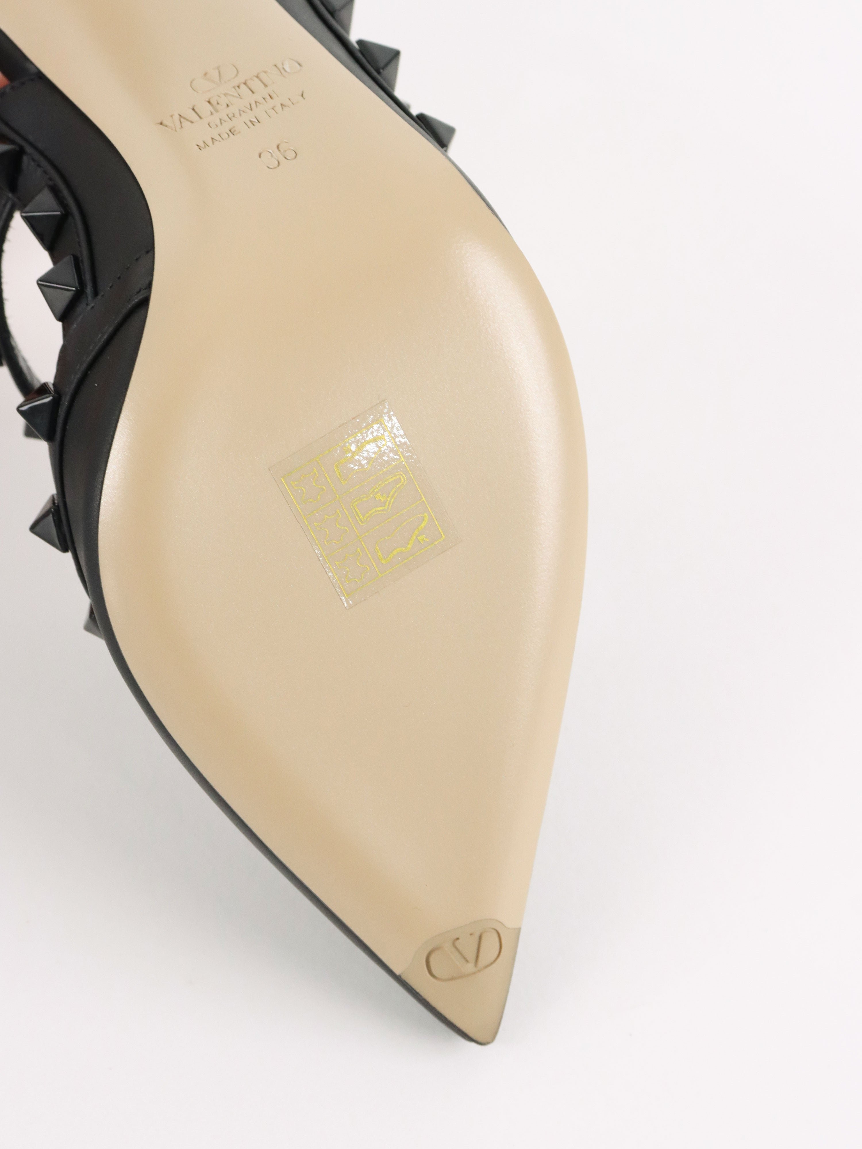 Valentino All Black Rockstud Ankle Strap Pump.