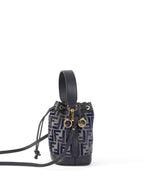 Fendi Mini Navy Fabric Mon Tresor Bucket Bag