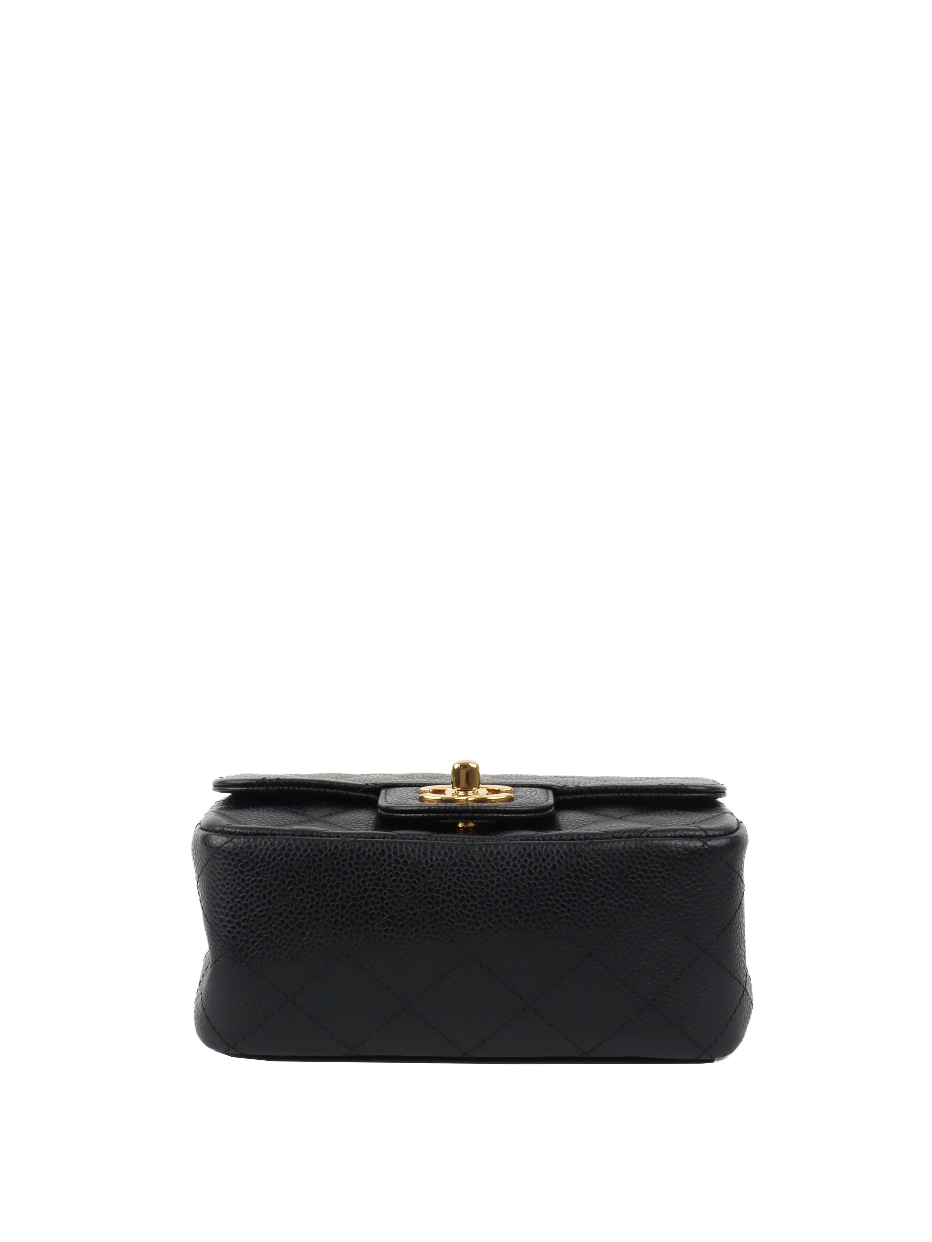Chanel Black Mini Caviar Square Flap Bag.
