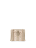 Chloe Neutral Small Woody Linen Tote Bag