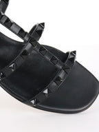 Valentino Black Rockstud Flat Sandal
