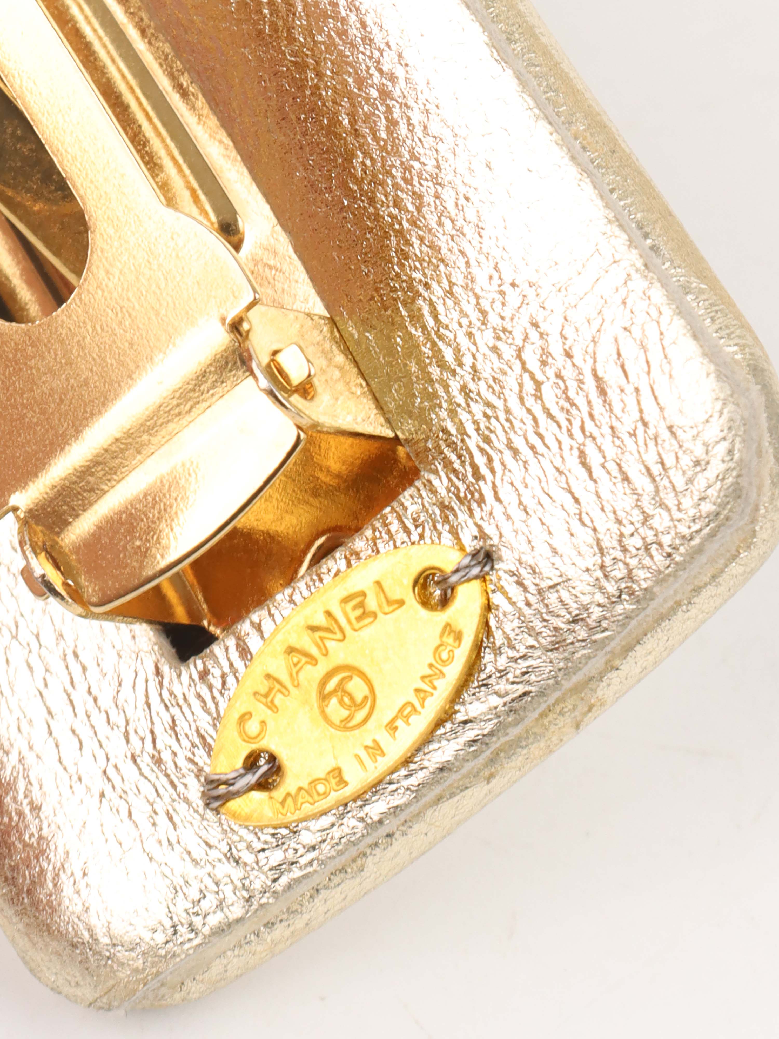 Chanel Metallic Gold Lambskin Hair Clip GHW