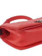 Chanel Red Medium Lambskin Boy Bag SHW.