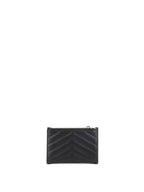 Saint Laurent Zipped Black Leather Wallet SHW